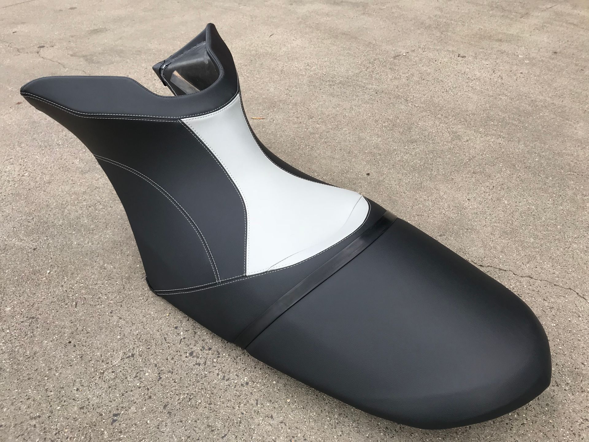 Black and white vinyl custom jetski seat