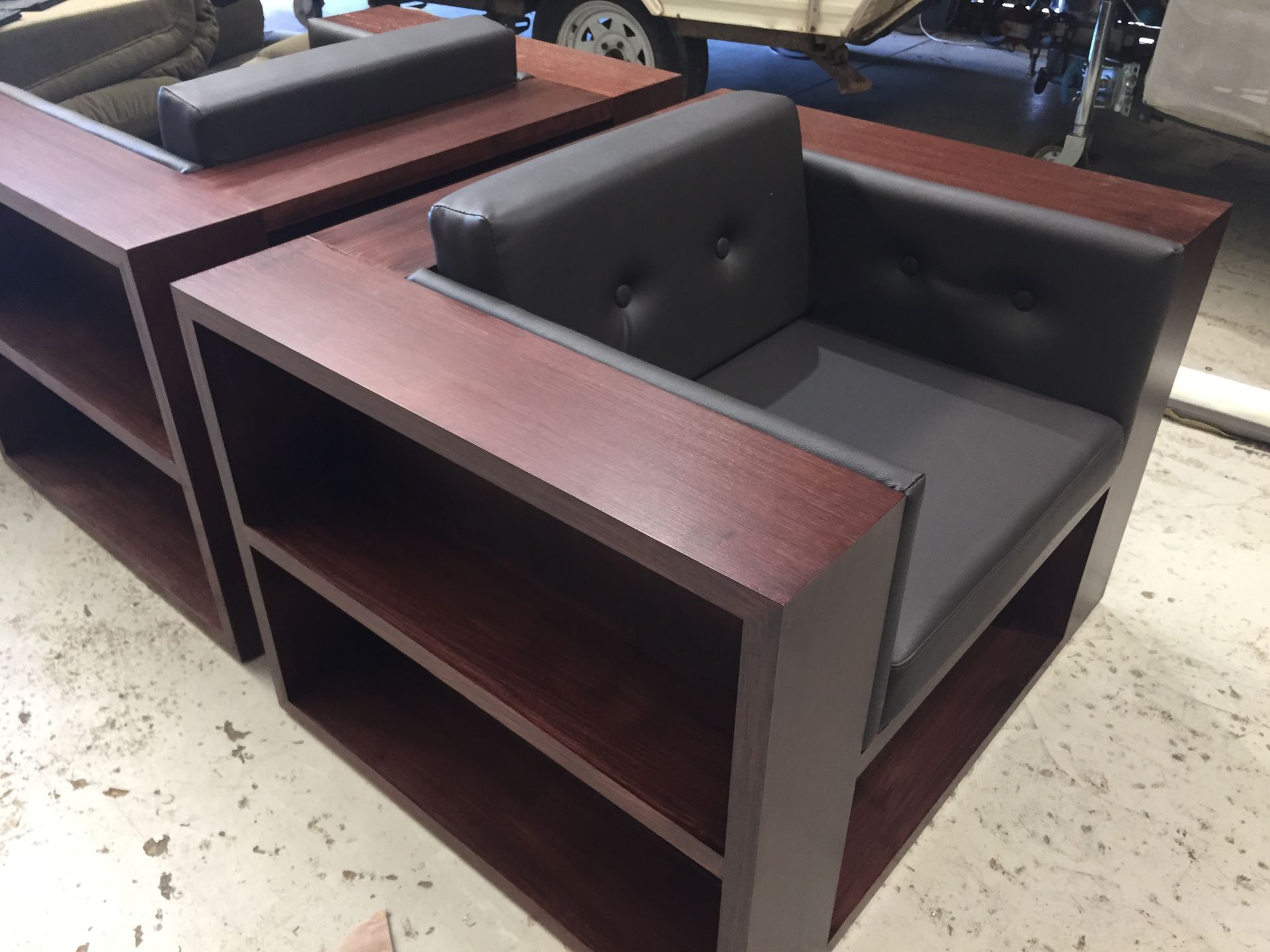 Brown leather commercial seating