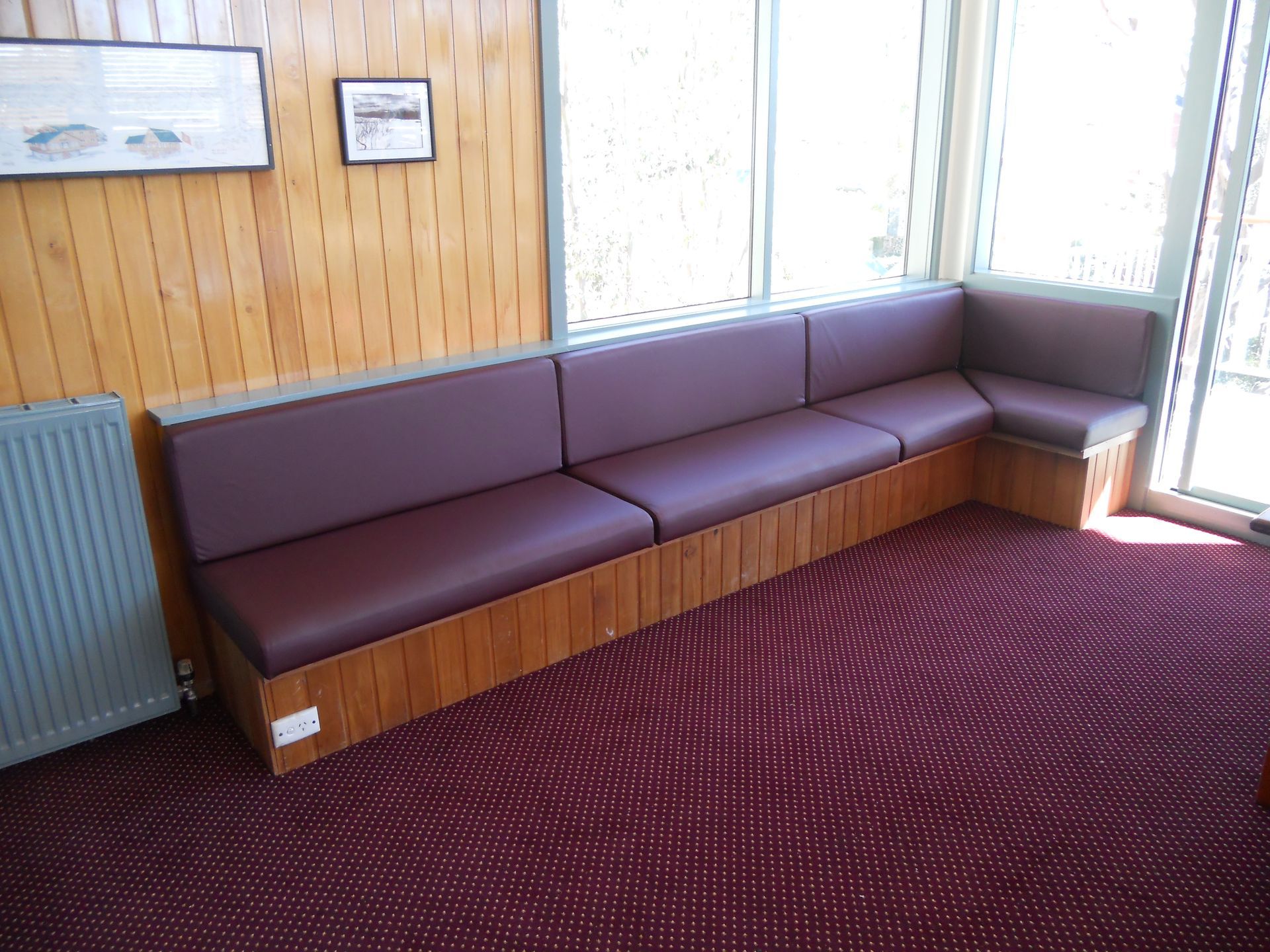 Brown leather waiting room seating