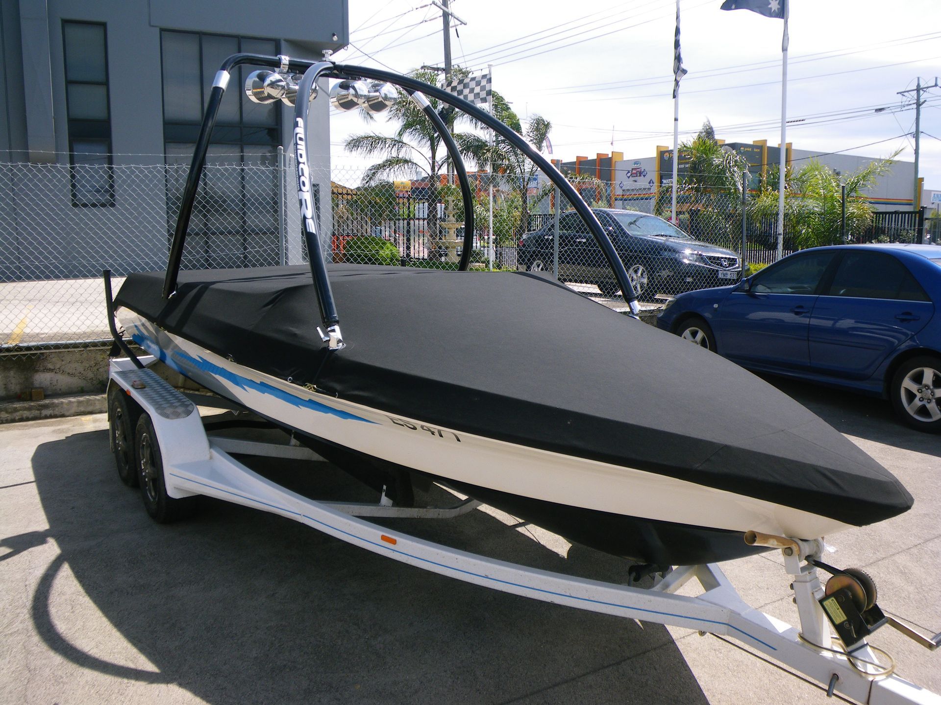 Canvas cover for ski boat