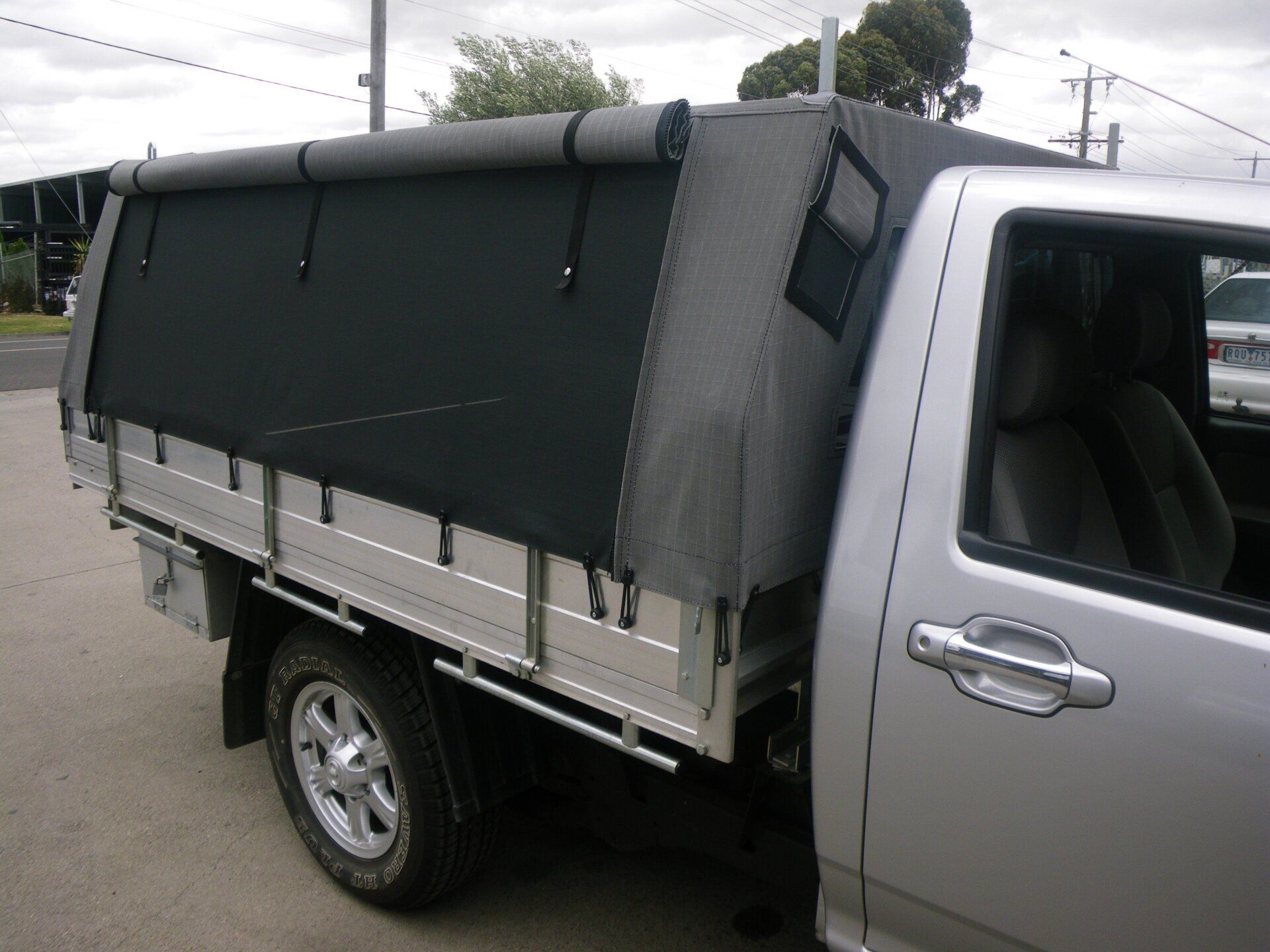Canvas ute cover with fly screens