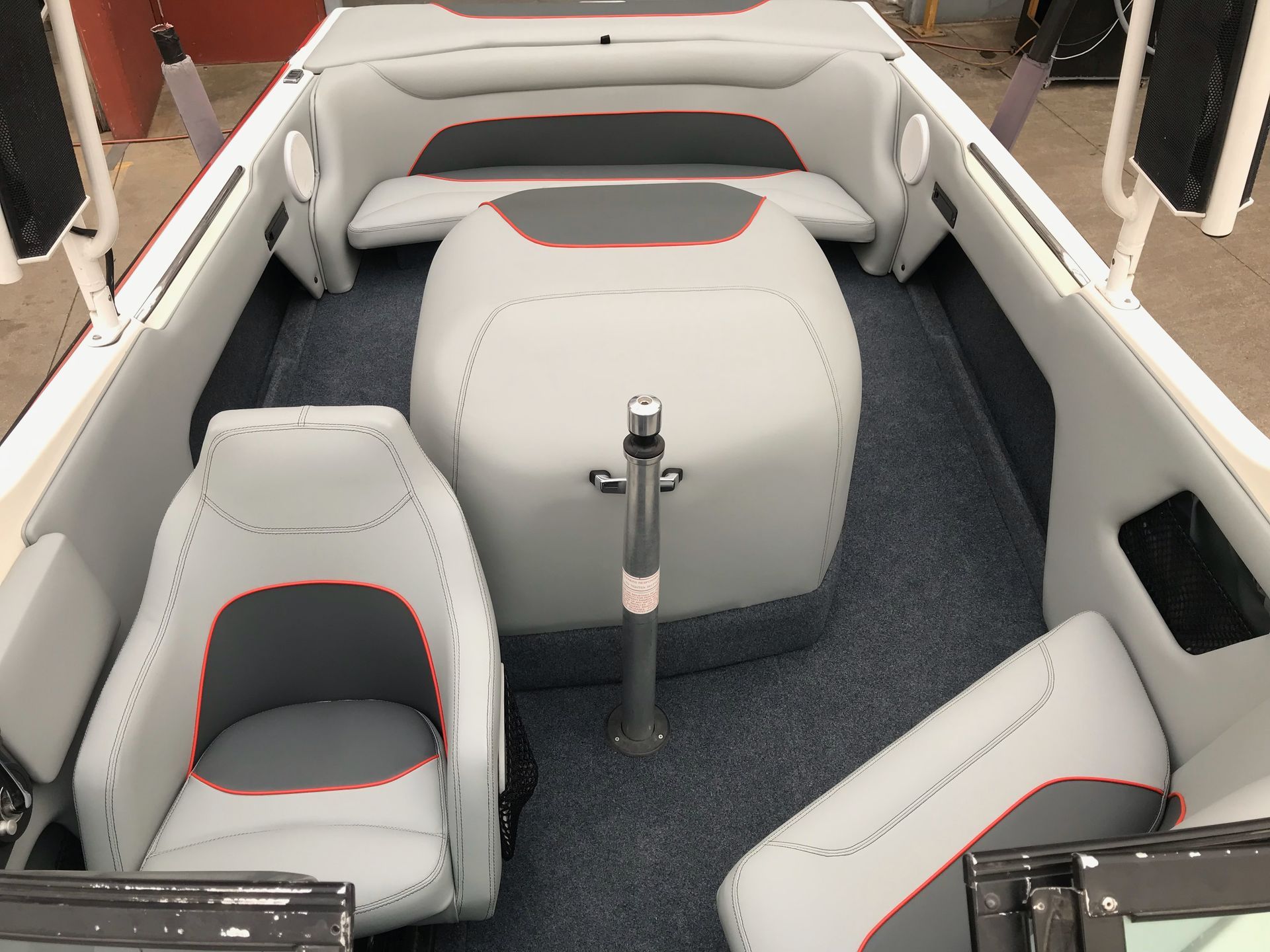 Centurian ski boat full interior front view