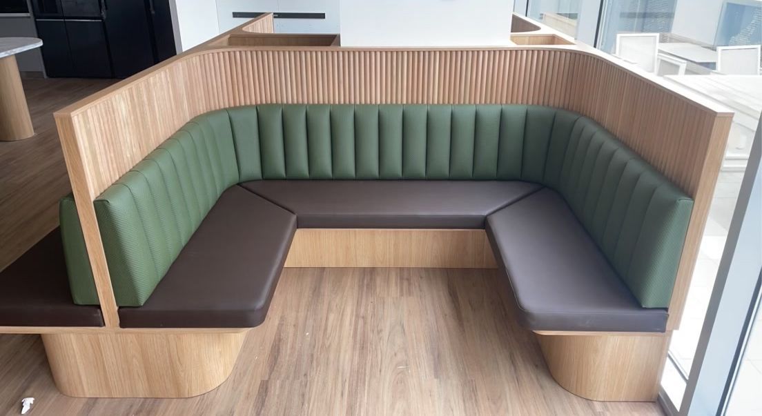 Channel tufted banquette commercial seating