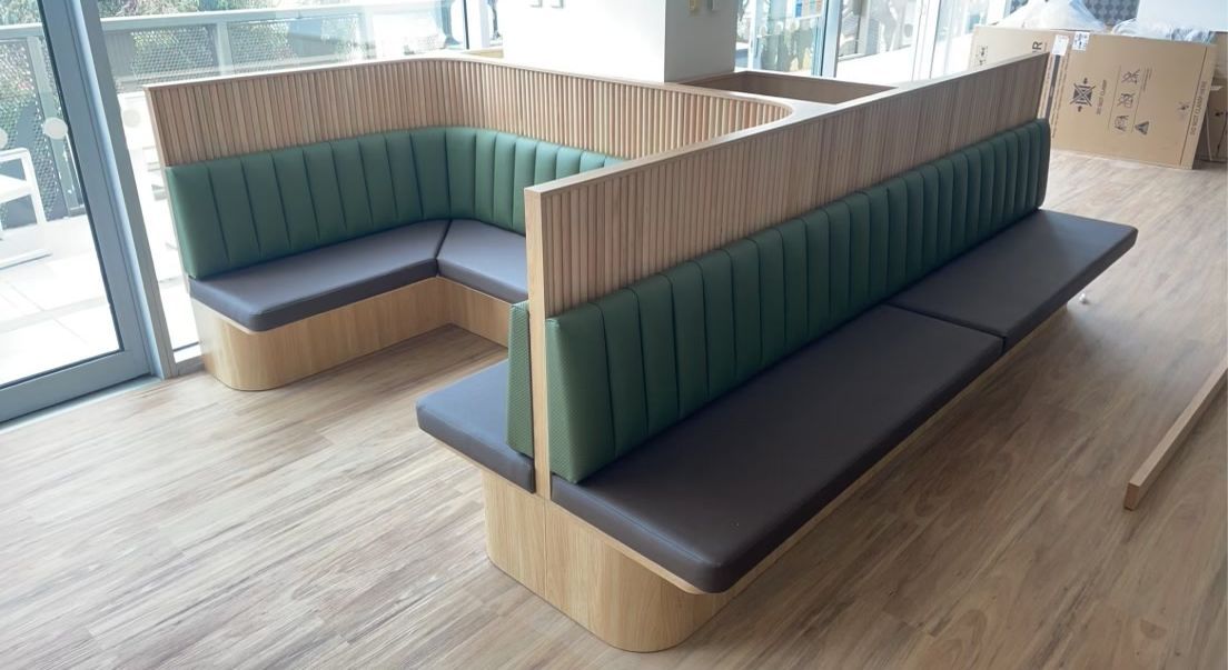 Channel tufted banquette commercial seating