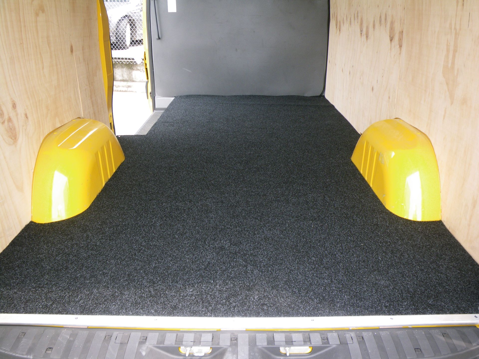 Commercial carpet in rear of van