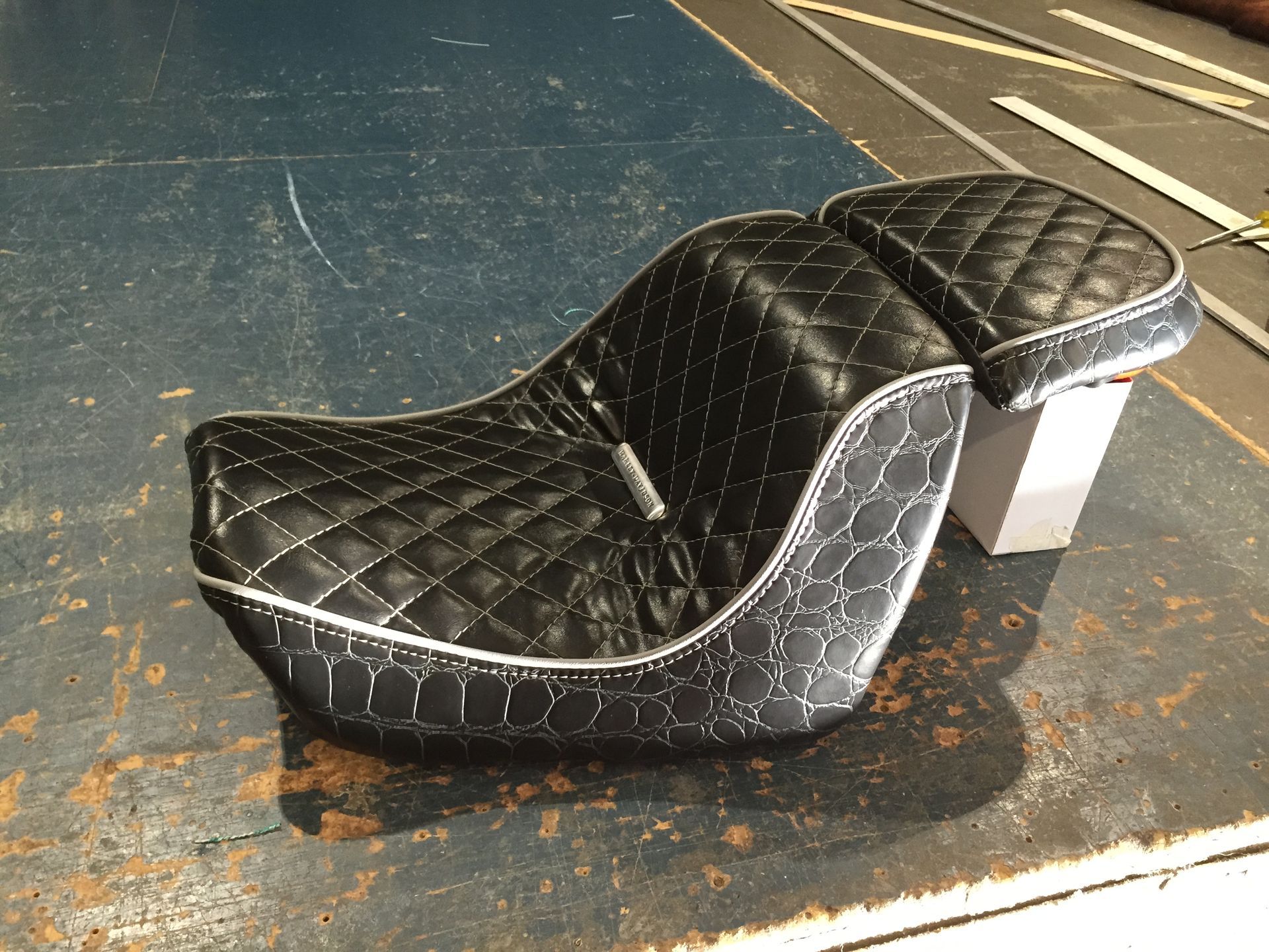 Croc skin vinyl custom bike seat