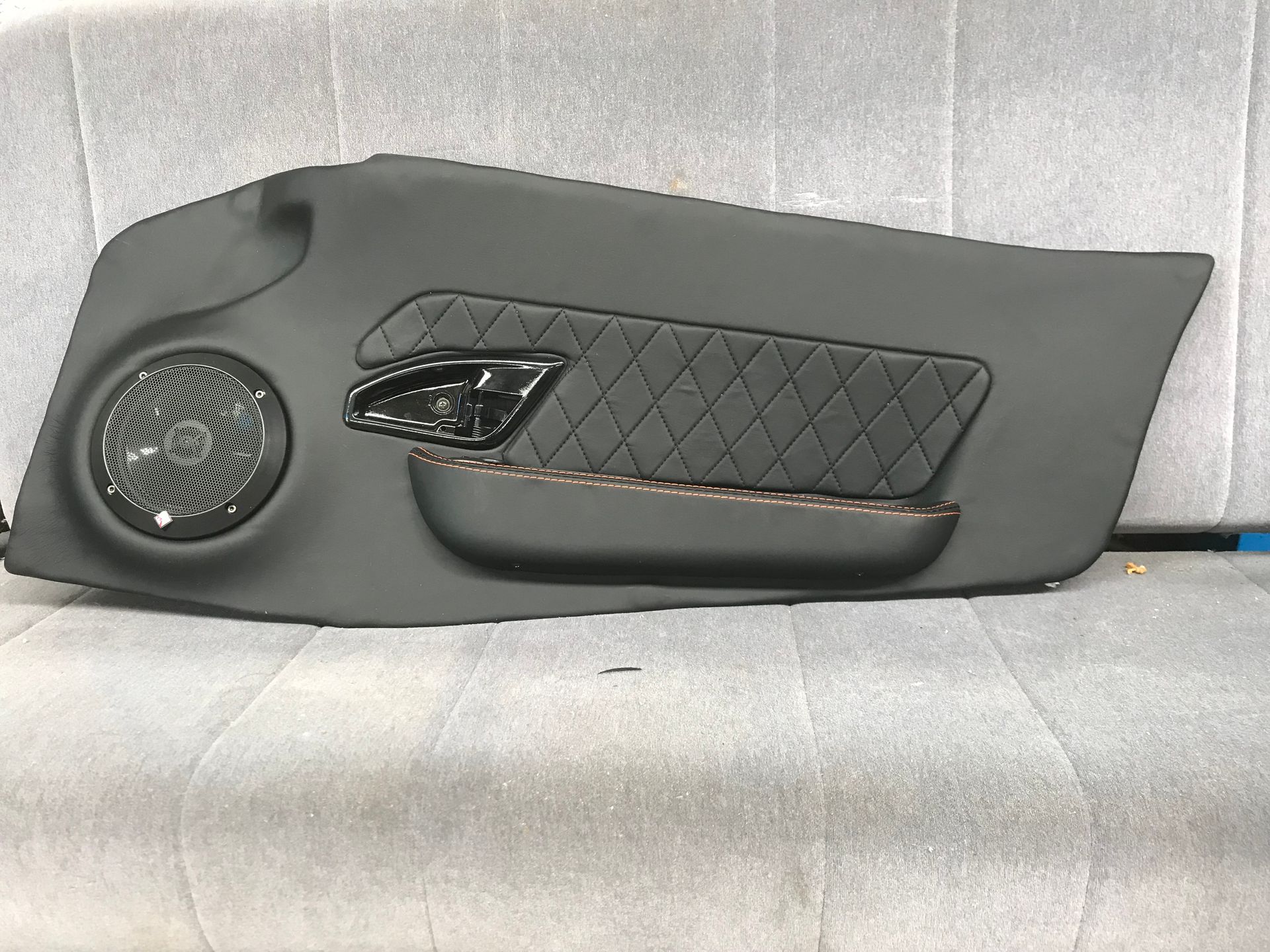 Custom door trim with cross stitch