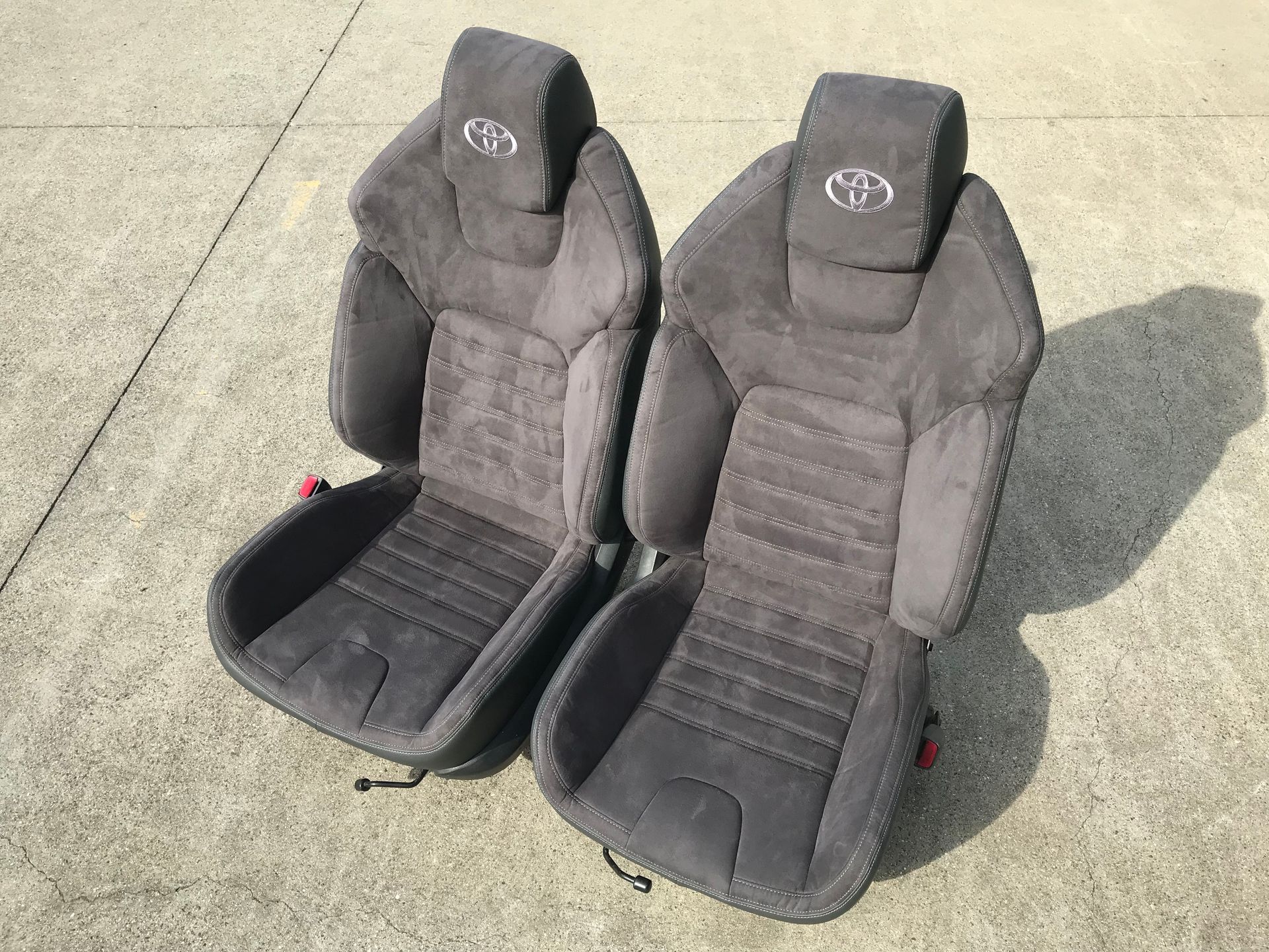 Customised Landcruiser bucket seats suede fabric