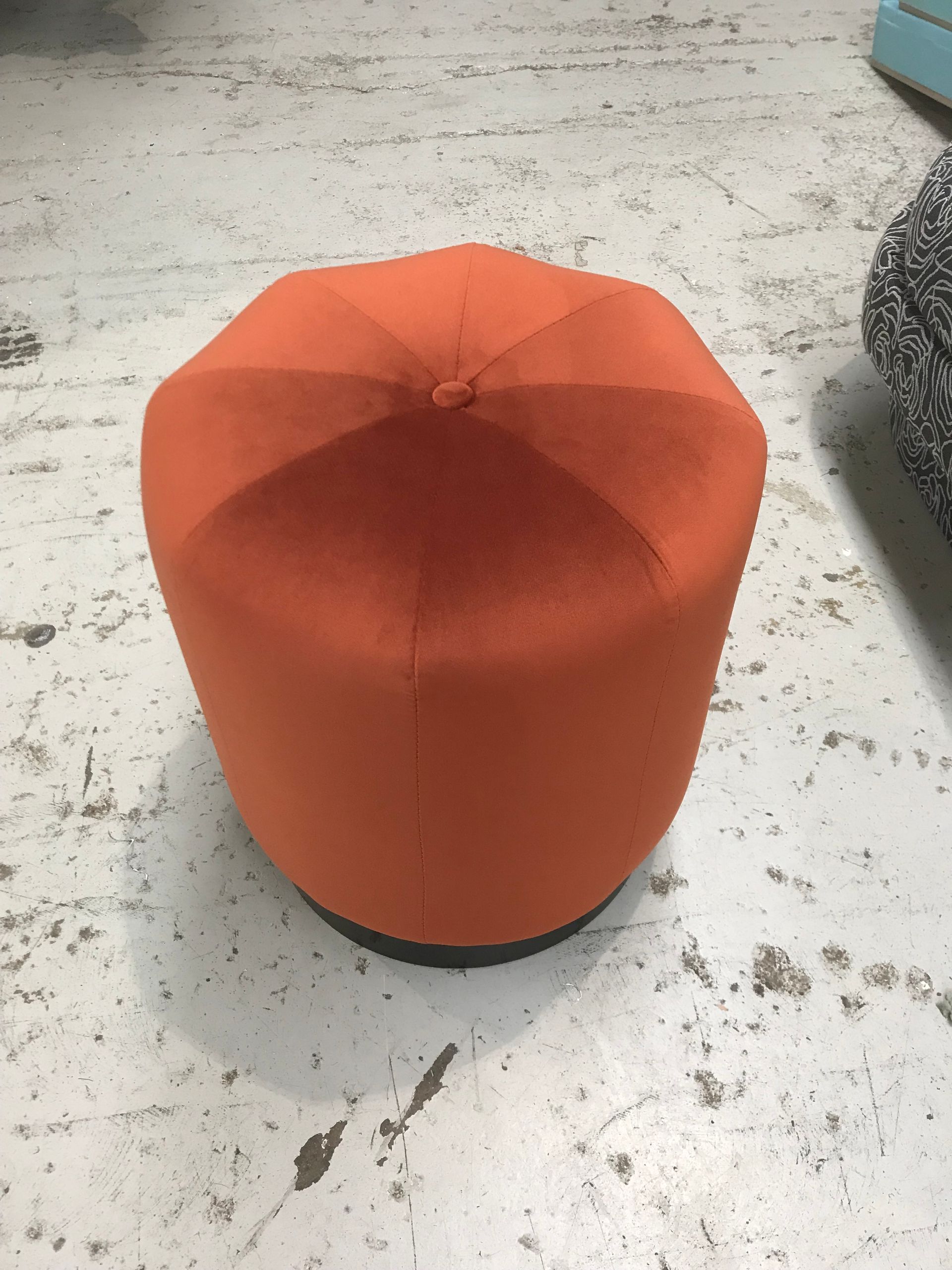 Elk Ski Lodge orange velvet custom made ottoman seat
