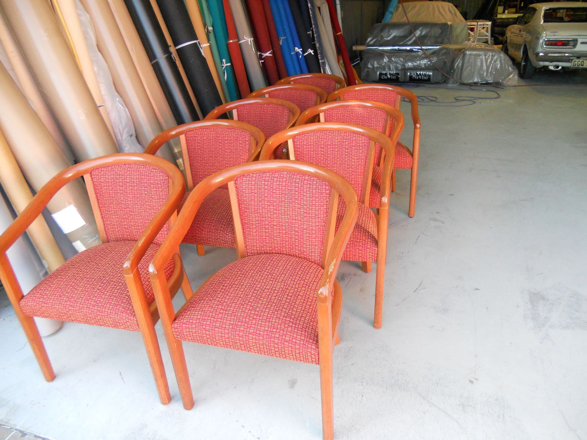 Elk Ski Lodge orange velvet custom made ottoman seat