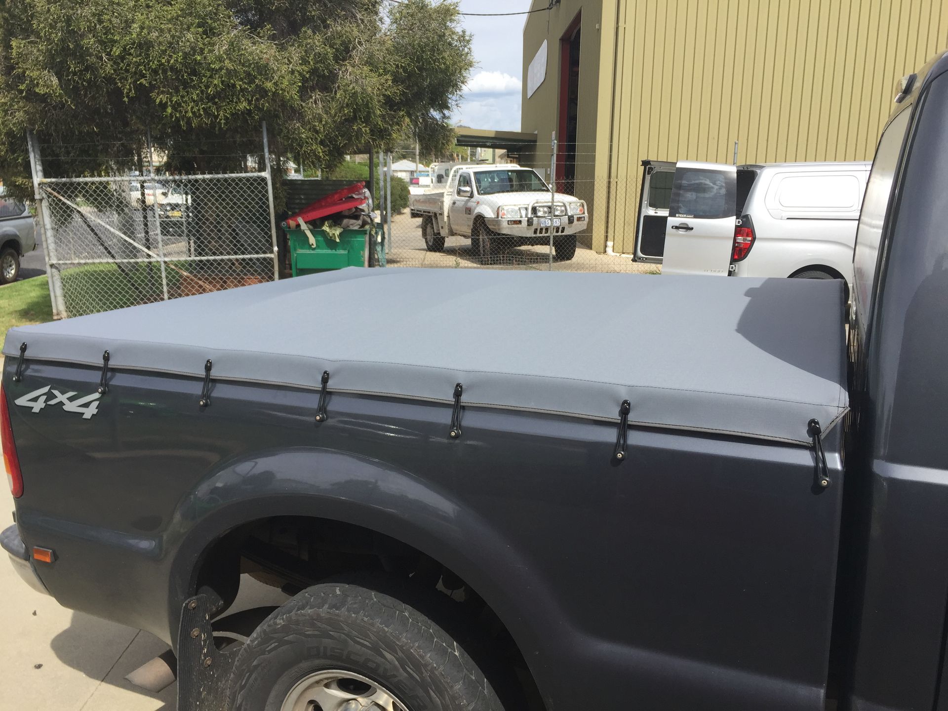 Grey custom tonneau cover