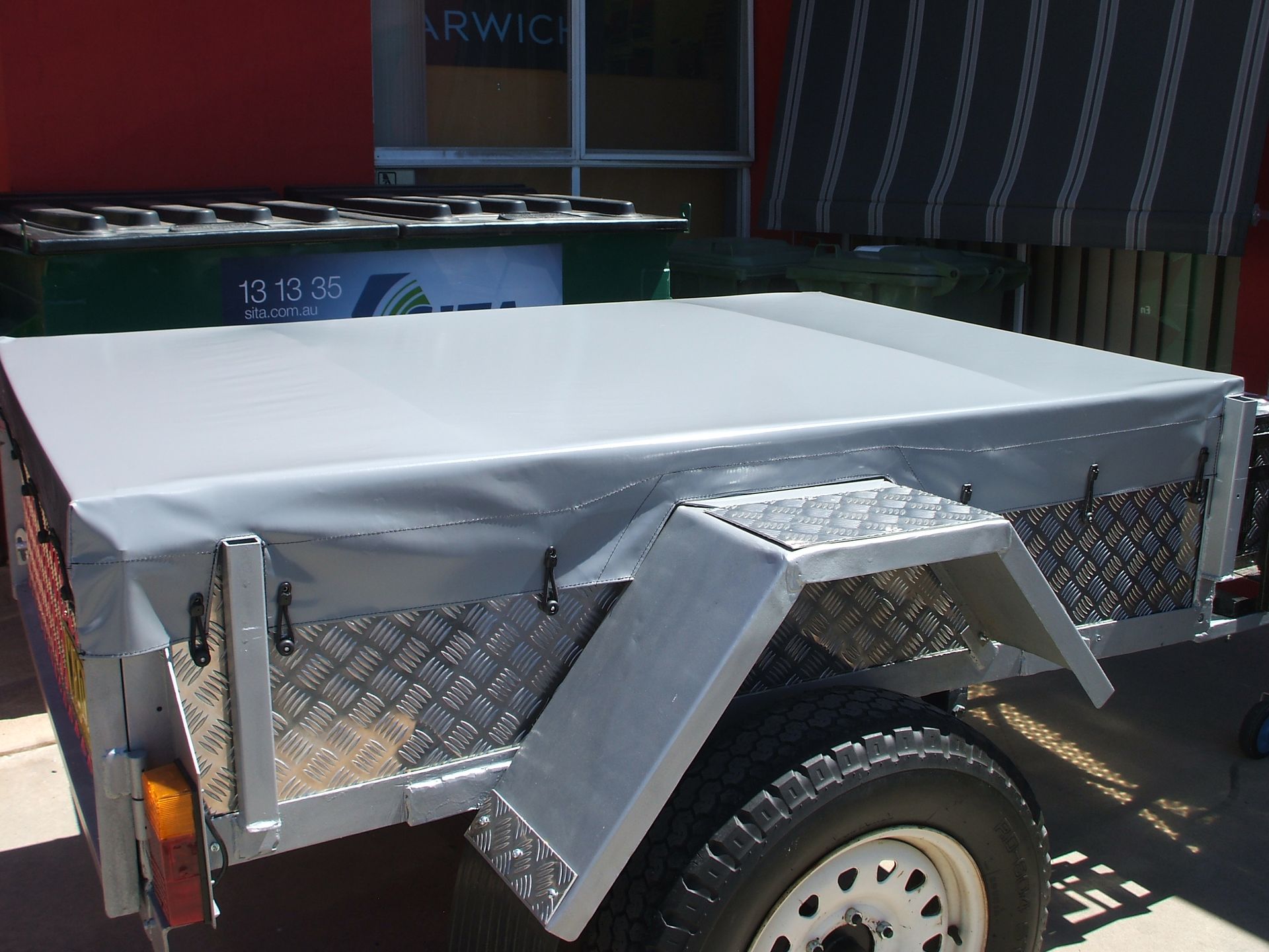 Grey PVC trailer cover