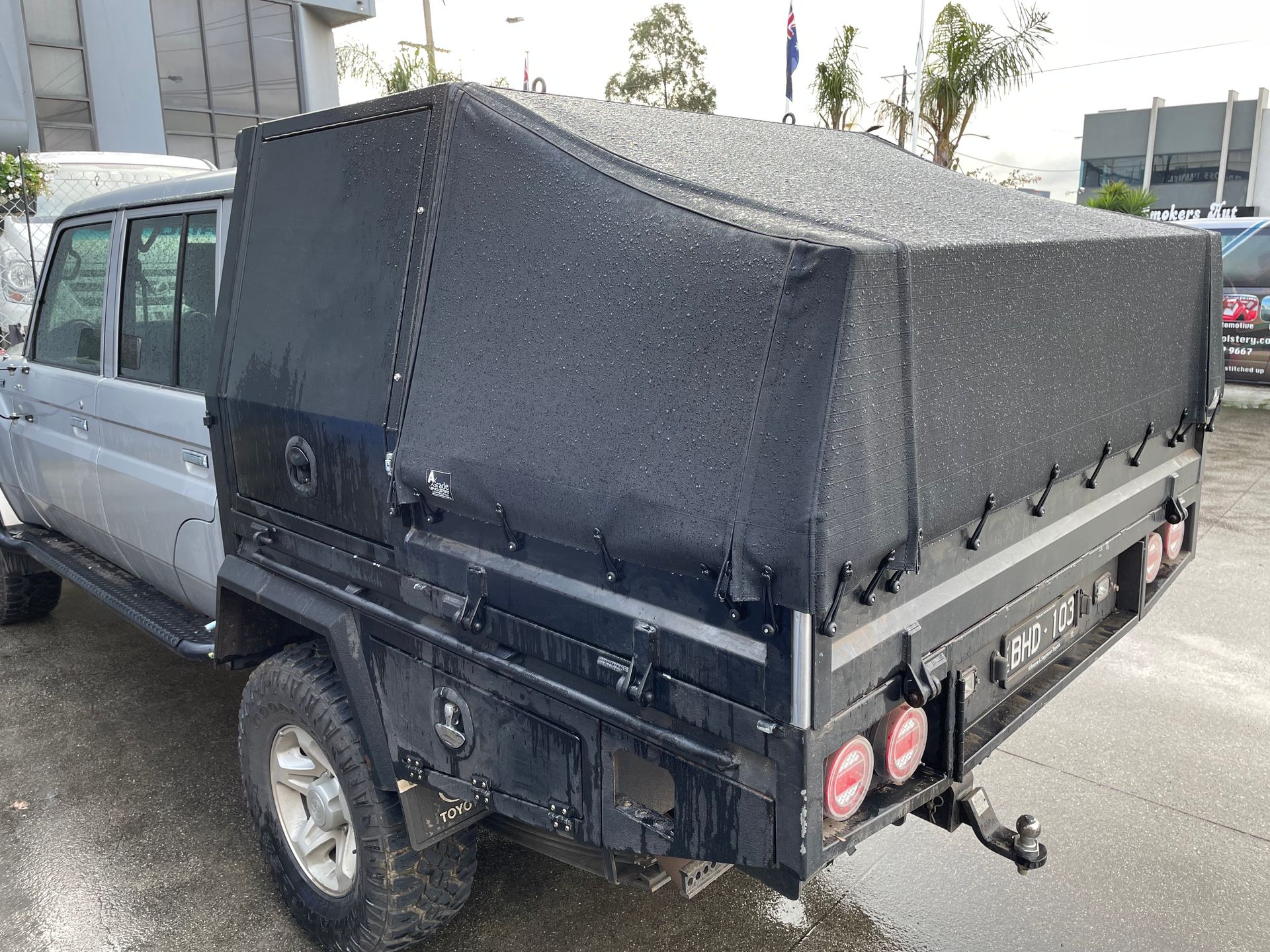 Half canvas canopy off toolbox