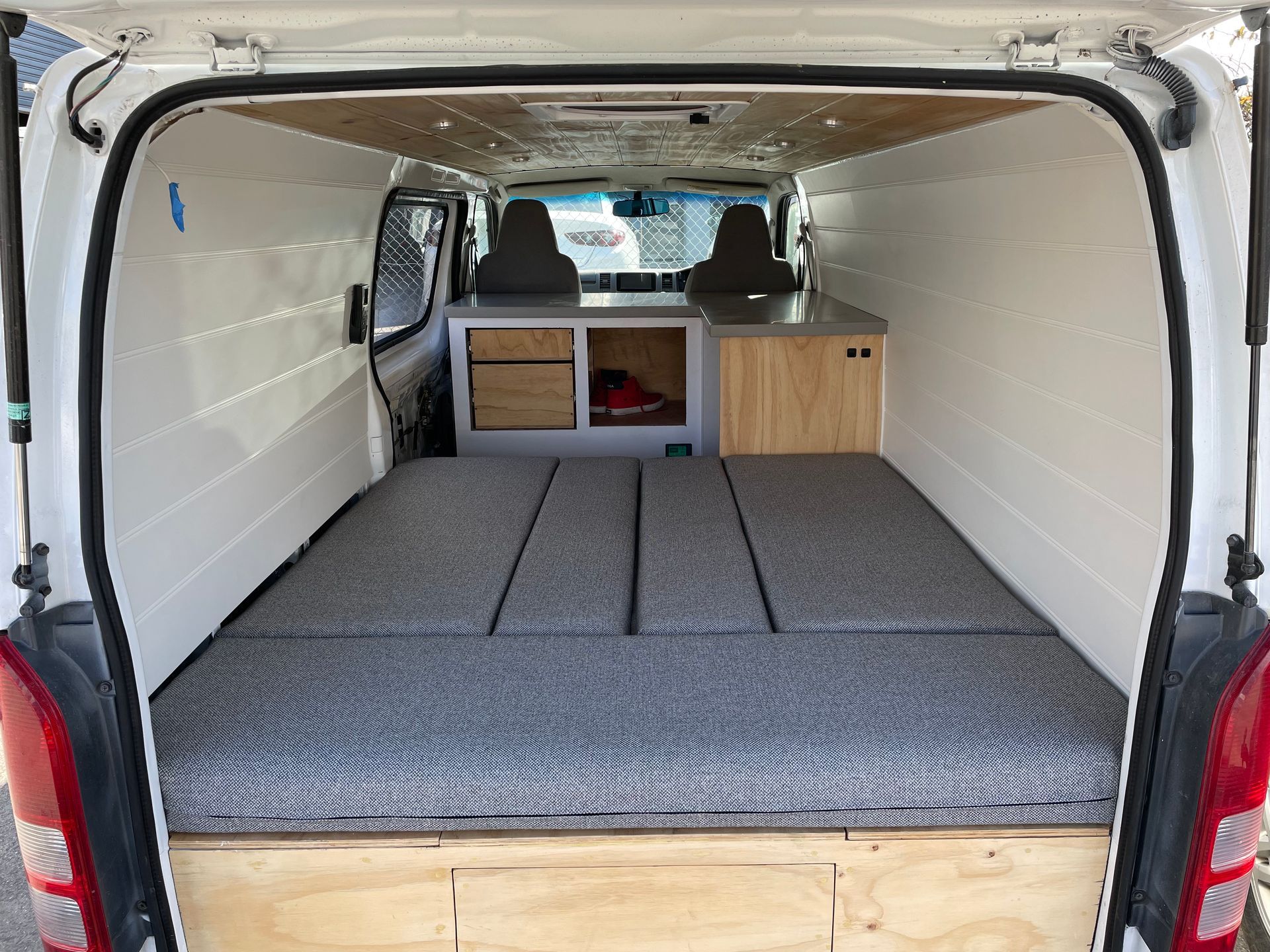 Hiace campervan rear seating and bed combo