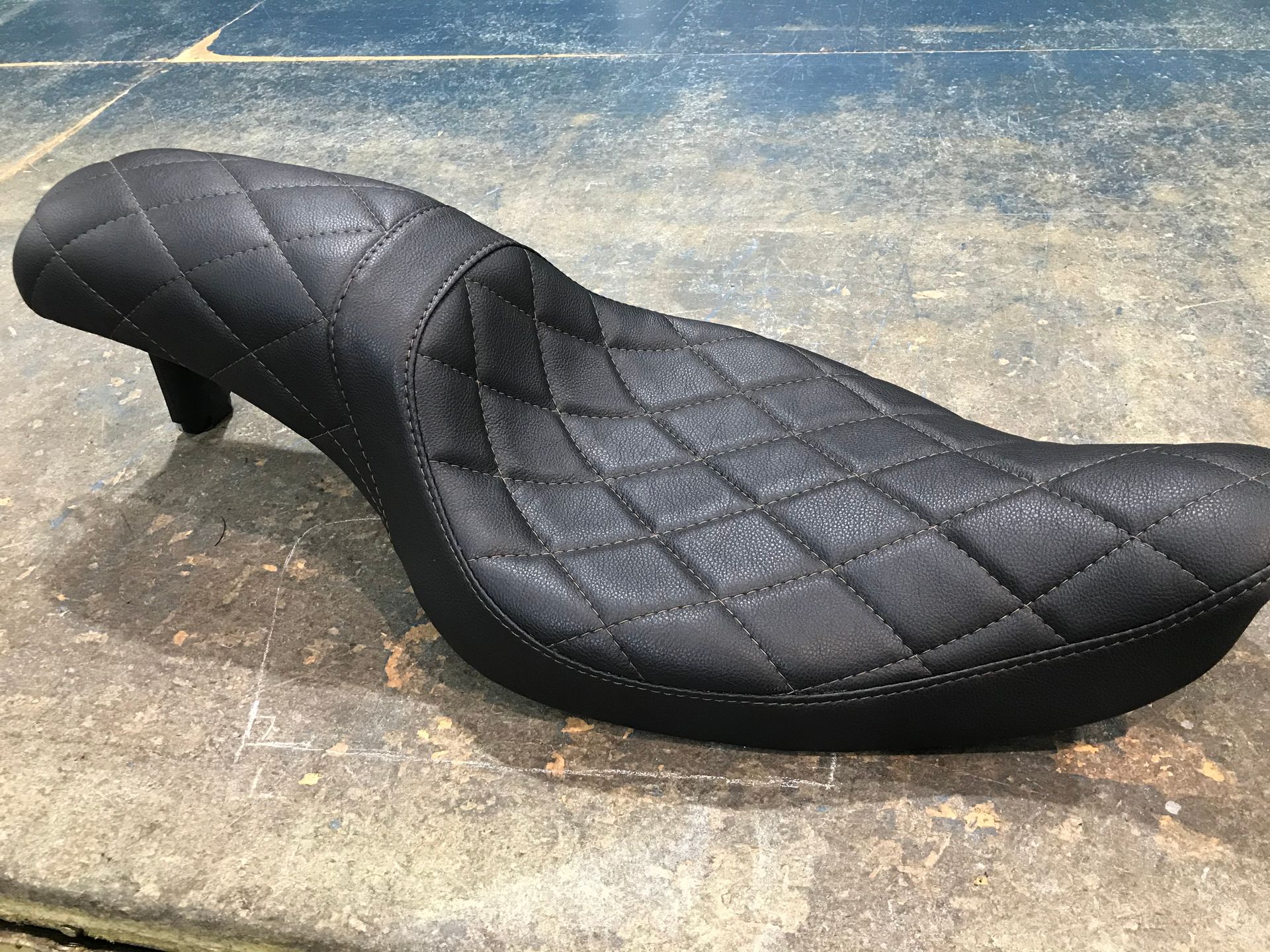 High end black vinyl custom stitched bike seat