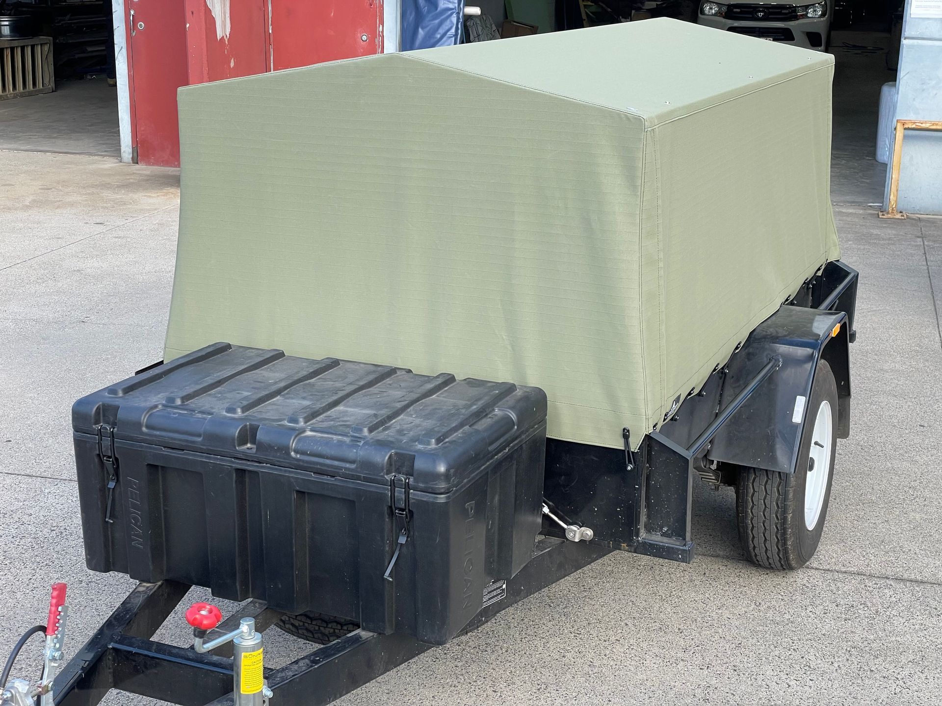 Khaki 16oz canvas trailer canopy