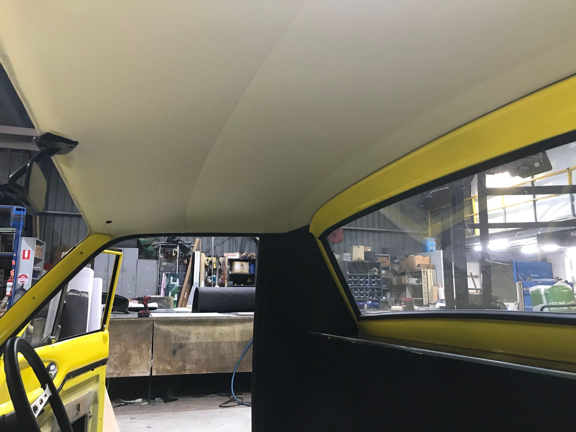 Kingswood yellow ute vinyl roof lining