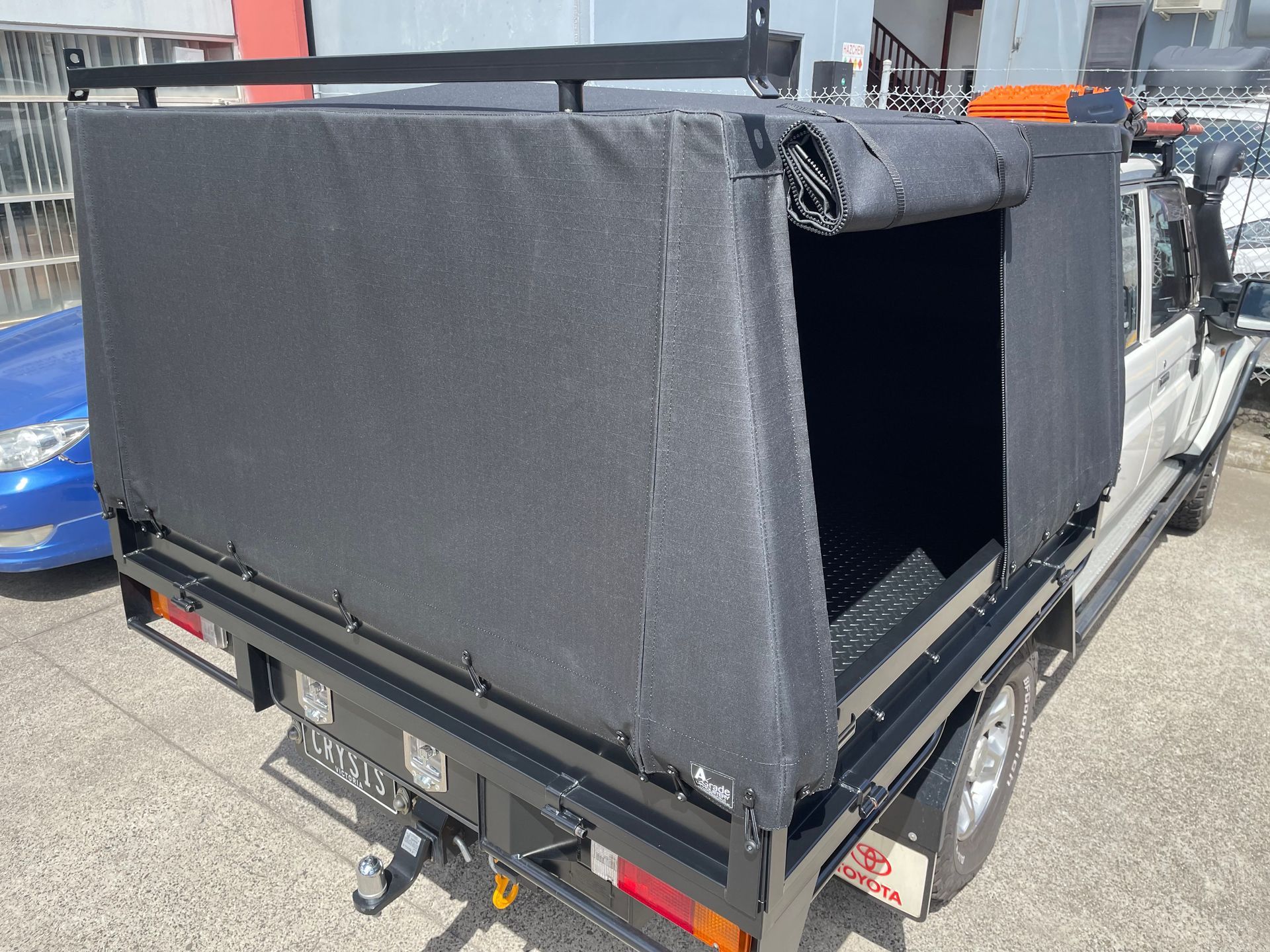 Landcruiser 79 Series black canvas canopy