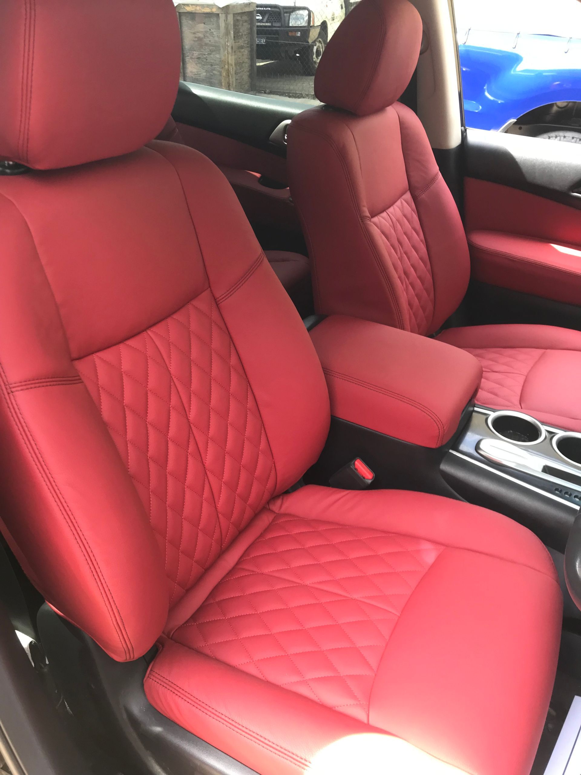 Nissan custom red leather front seats