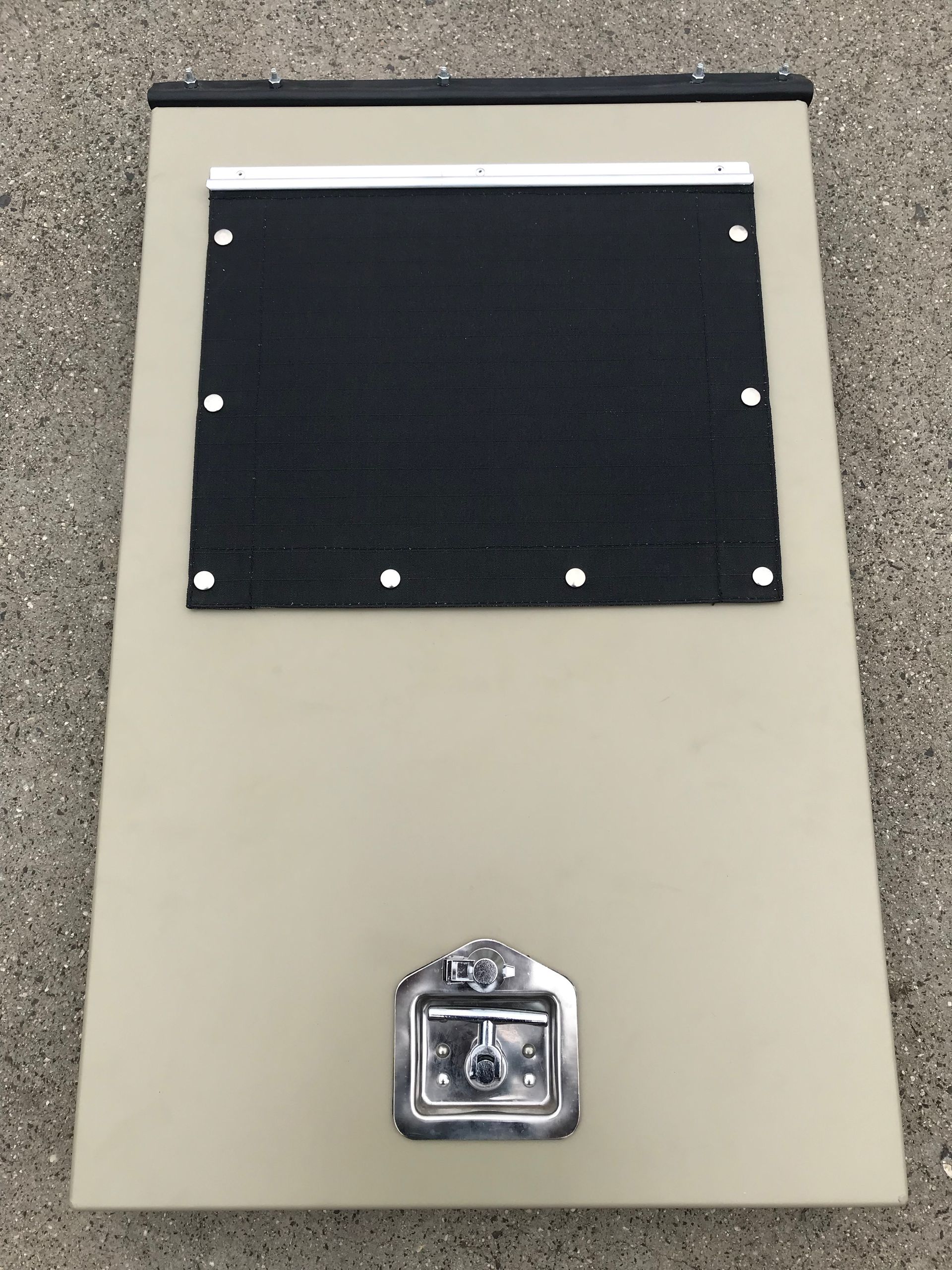Press stud canvas cover on lock box door
