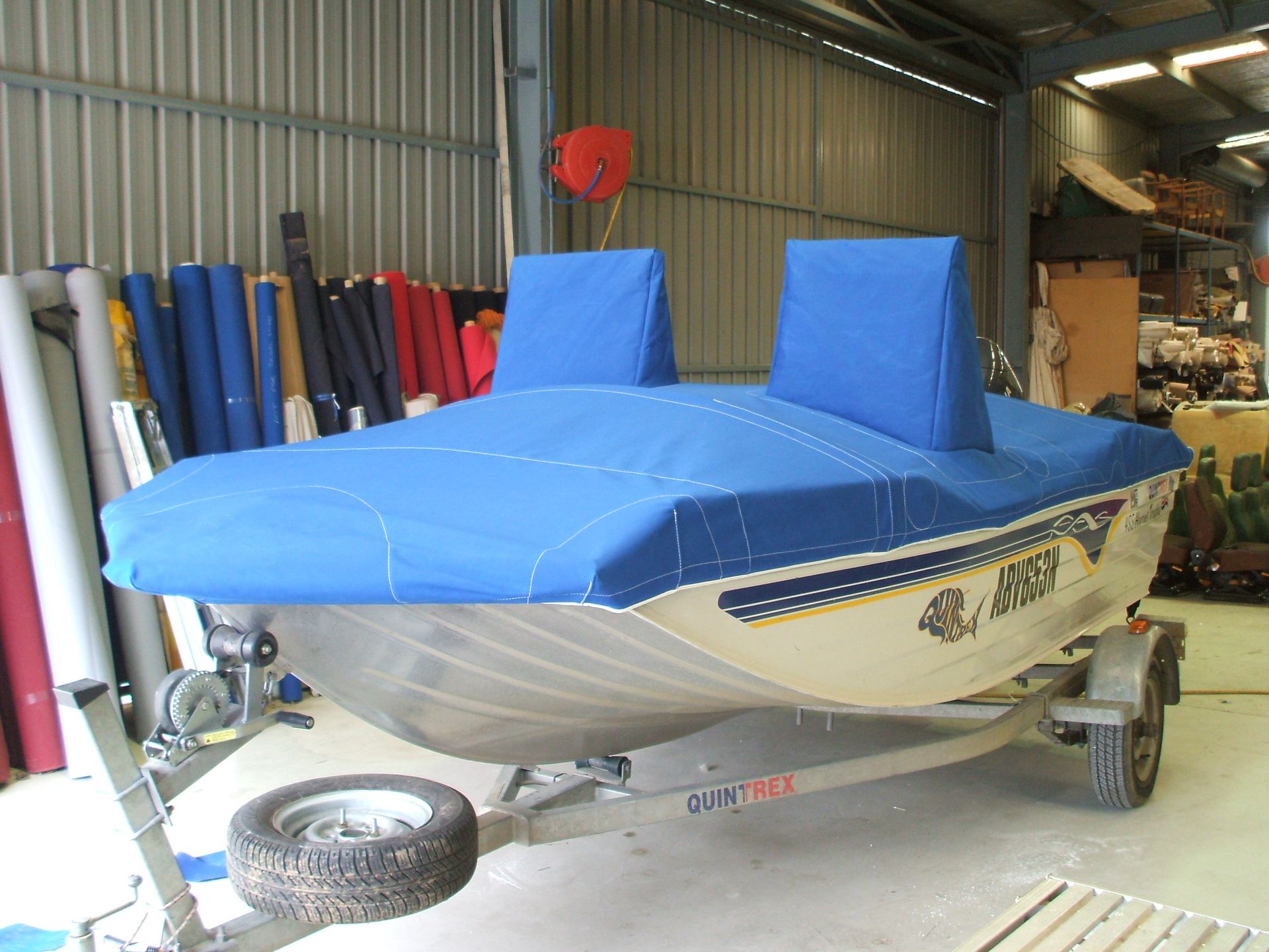 Quintrex 455 Hornet Trophy bag cover with two hoods