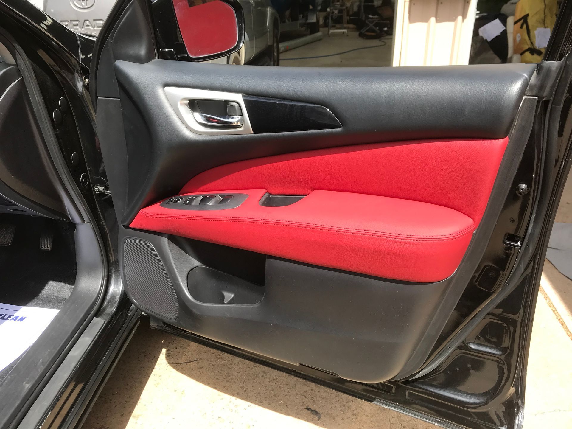 Red and black customised door trim