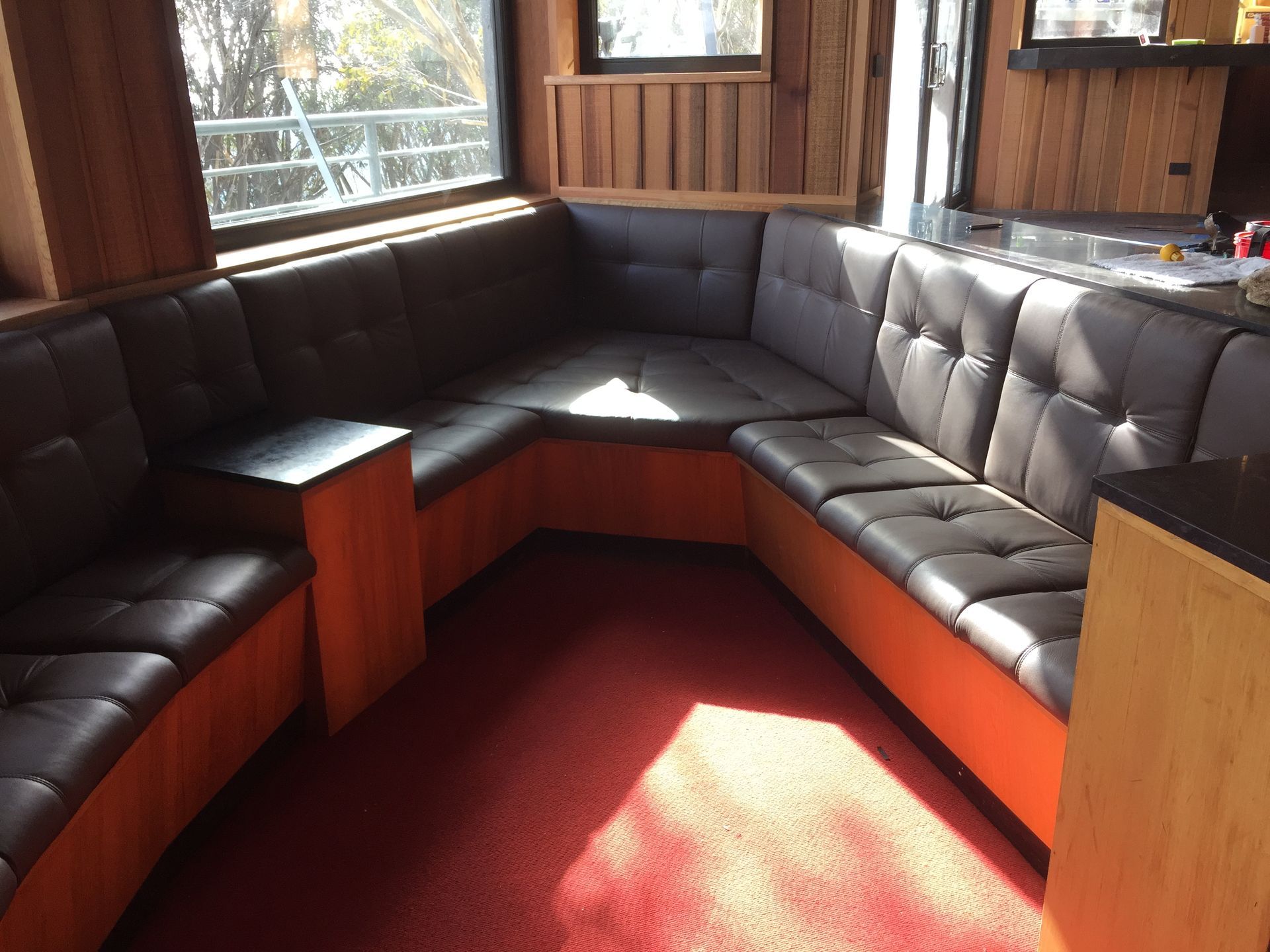 Ski lodge leather seating