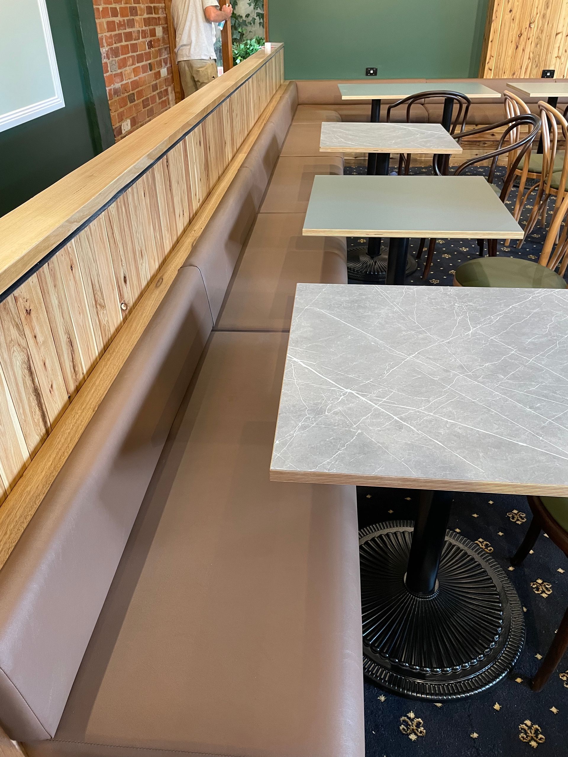 Striped commercial bench seating