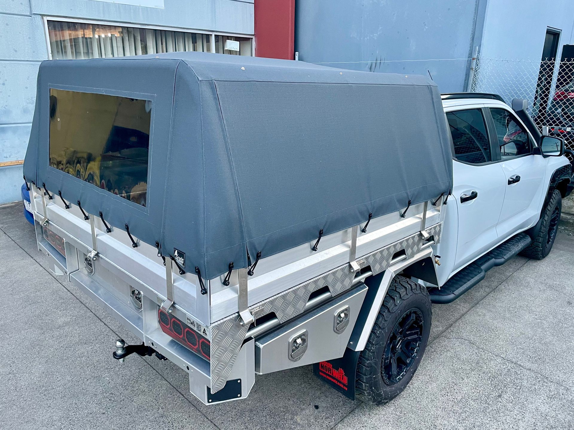 Ute canopy from grey 16oz canvas with window