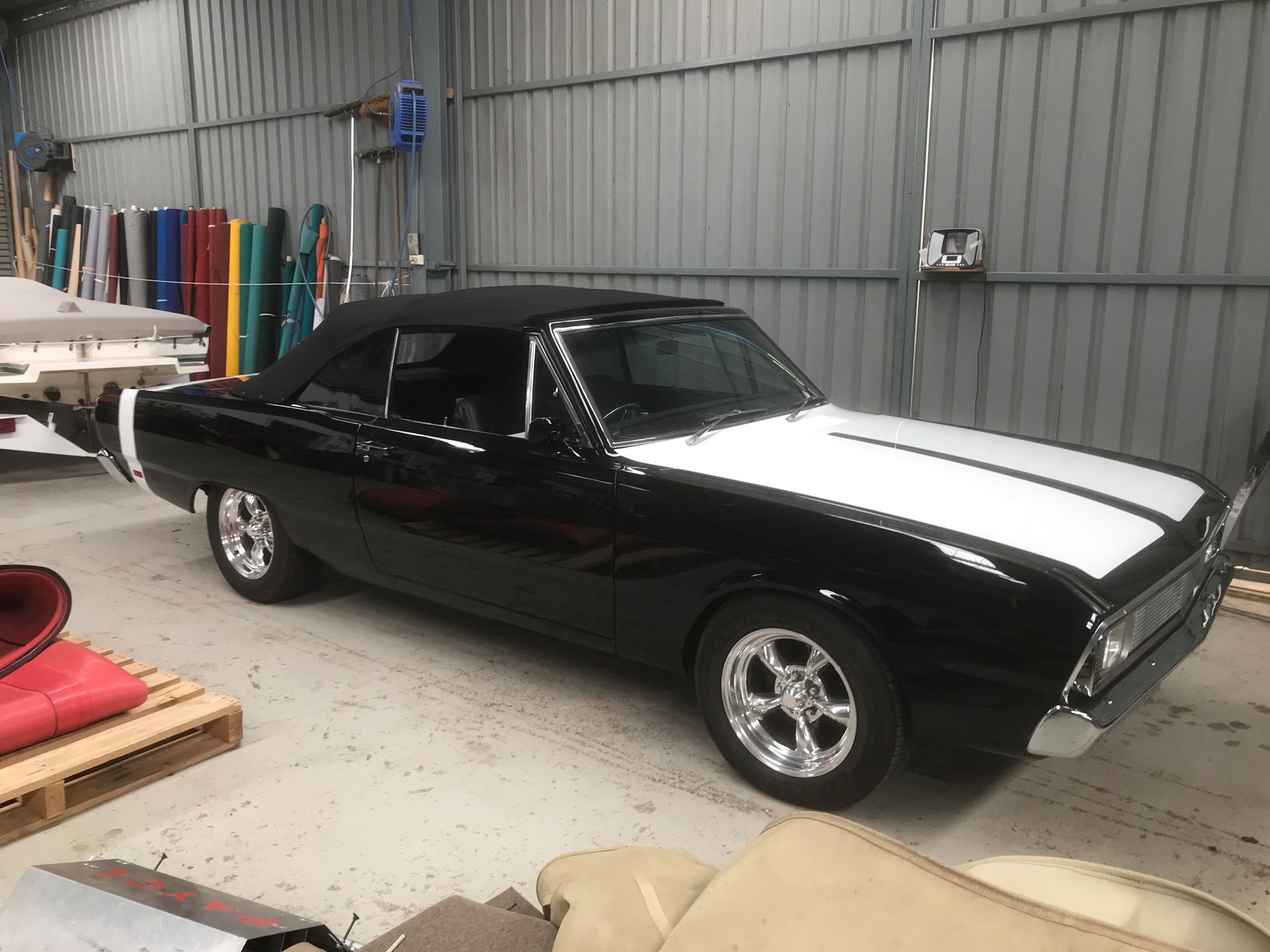 Valiant two door black convertible soft top