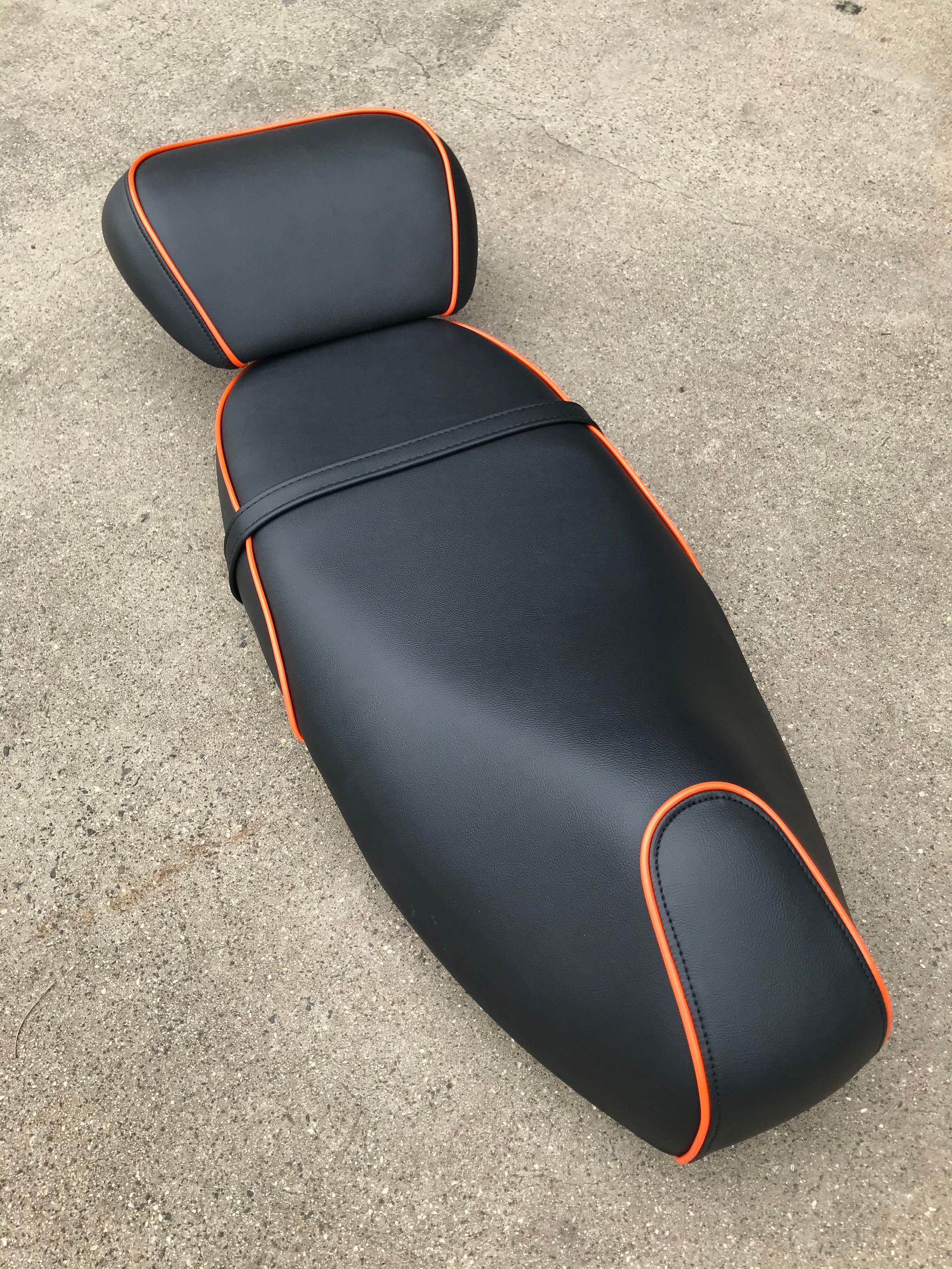 Vespa custom scooter seat with orange piping