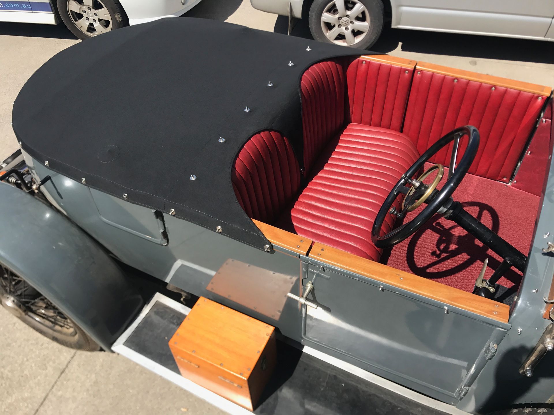 Vintage car rear seating cockpit tonneau cover