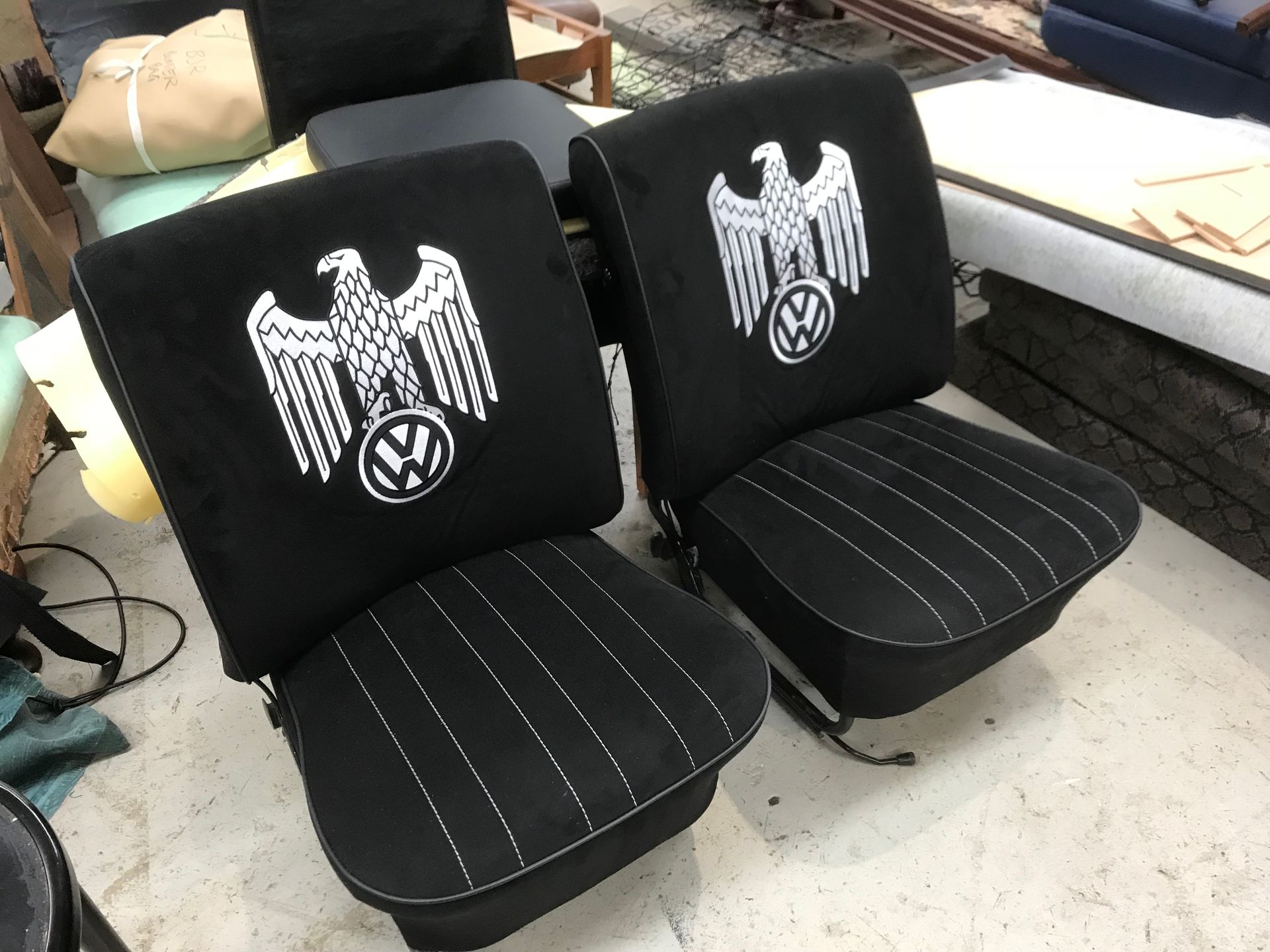 Volkswagen combi van custom embroidered seats