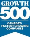 Growth 500 logo: white text on blue background, 