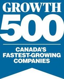 Growth 500 logo: white text on blue background, 