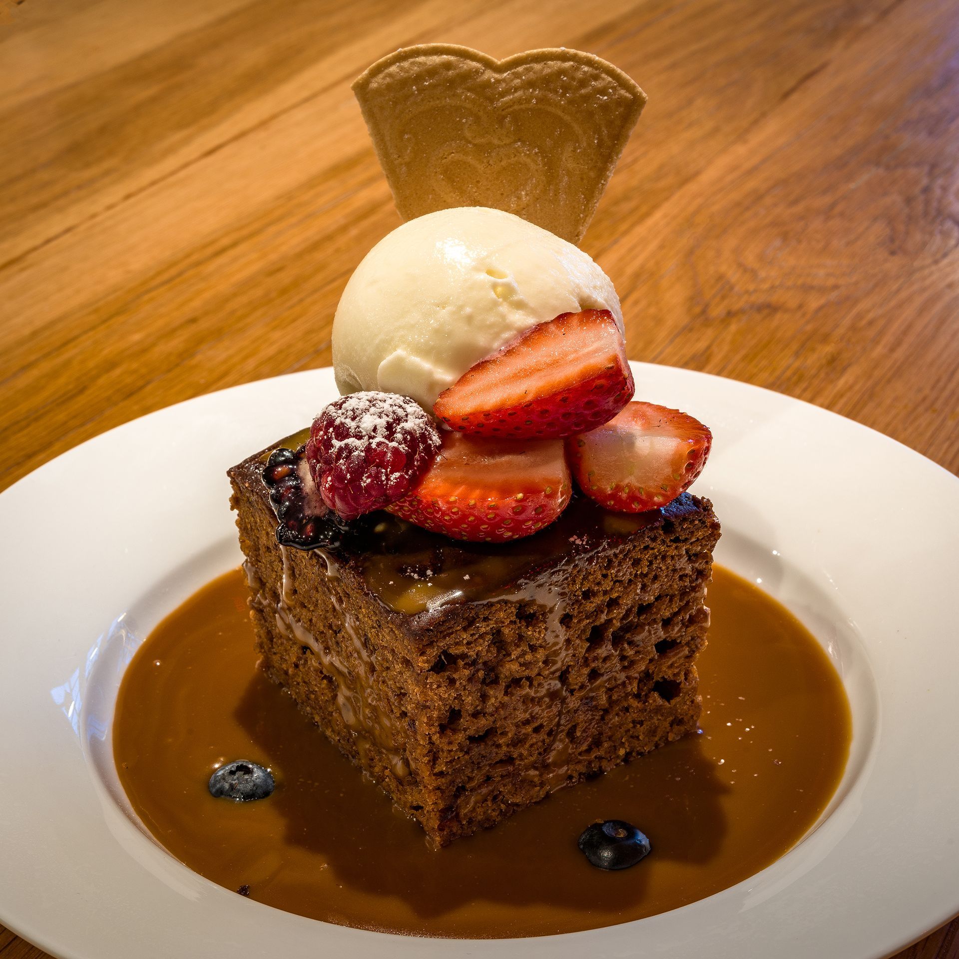 Sticky toffee pudding with ice cream at Souter's Inn