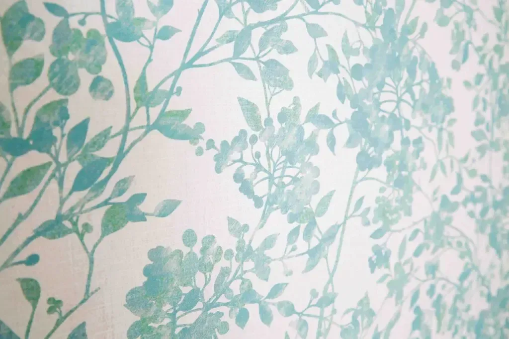 Floral Wallpaper With Teal Branches and Leaves on a Light Background — Advantage Screen And Blinds Rockhampton in Rockhampton, QLD