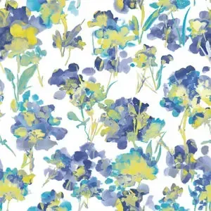 Floral Pattern With Blue, Purple, and Yellow Flowers on White — Advantage Screen And Blinds Rockhampton in Rockhampton, QLD