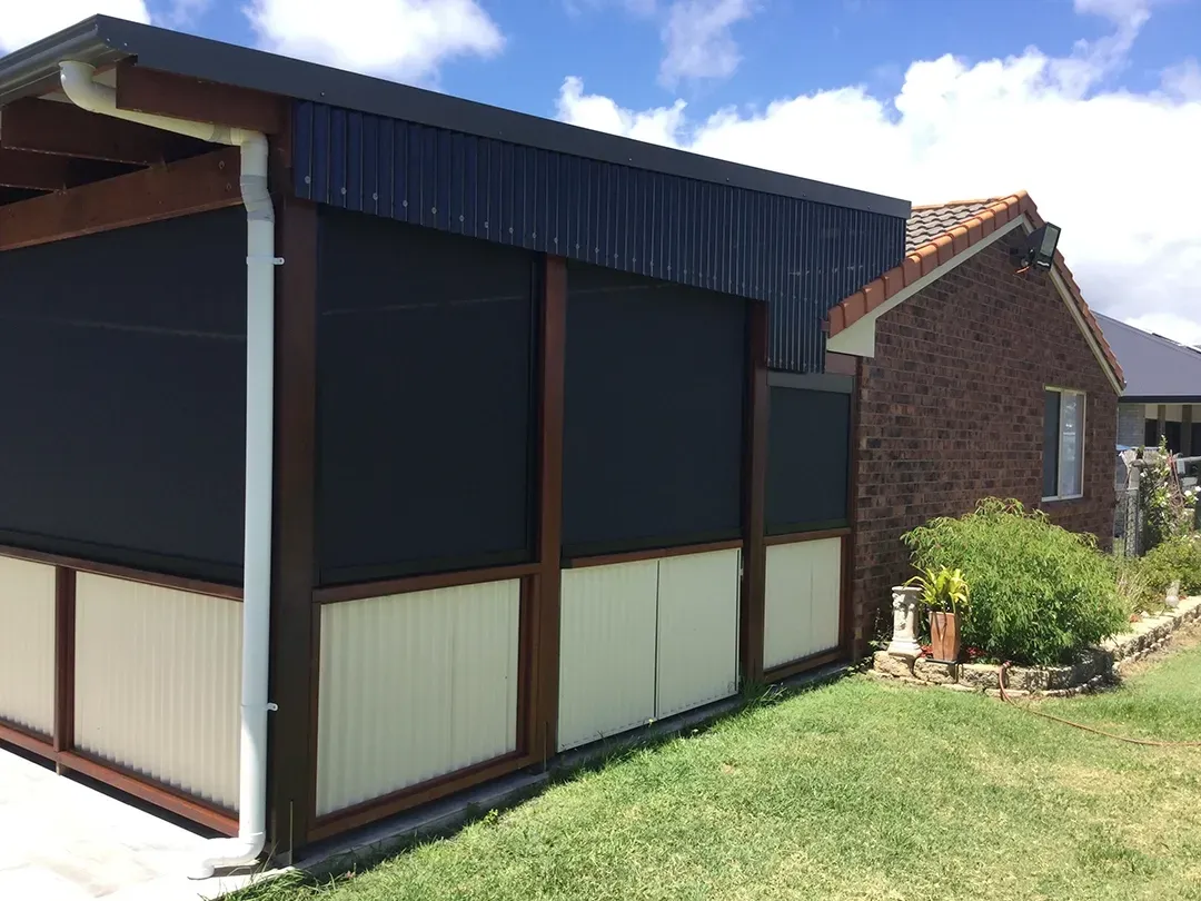 a Sliding Screen Door Opens to a Backyard Pool Area