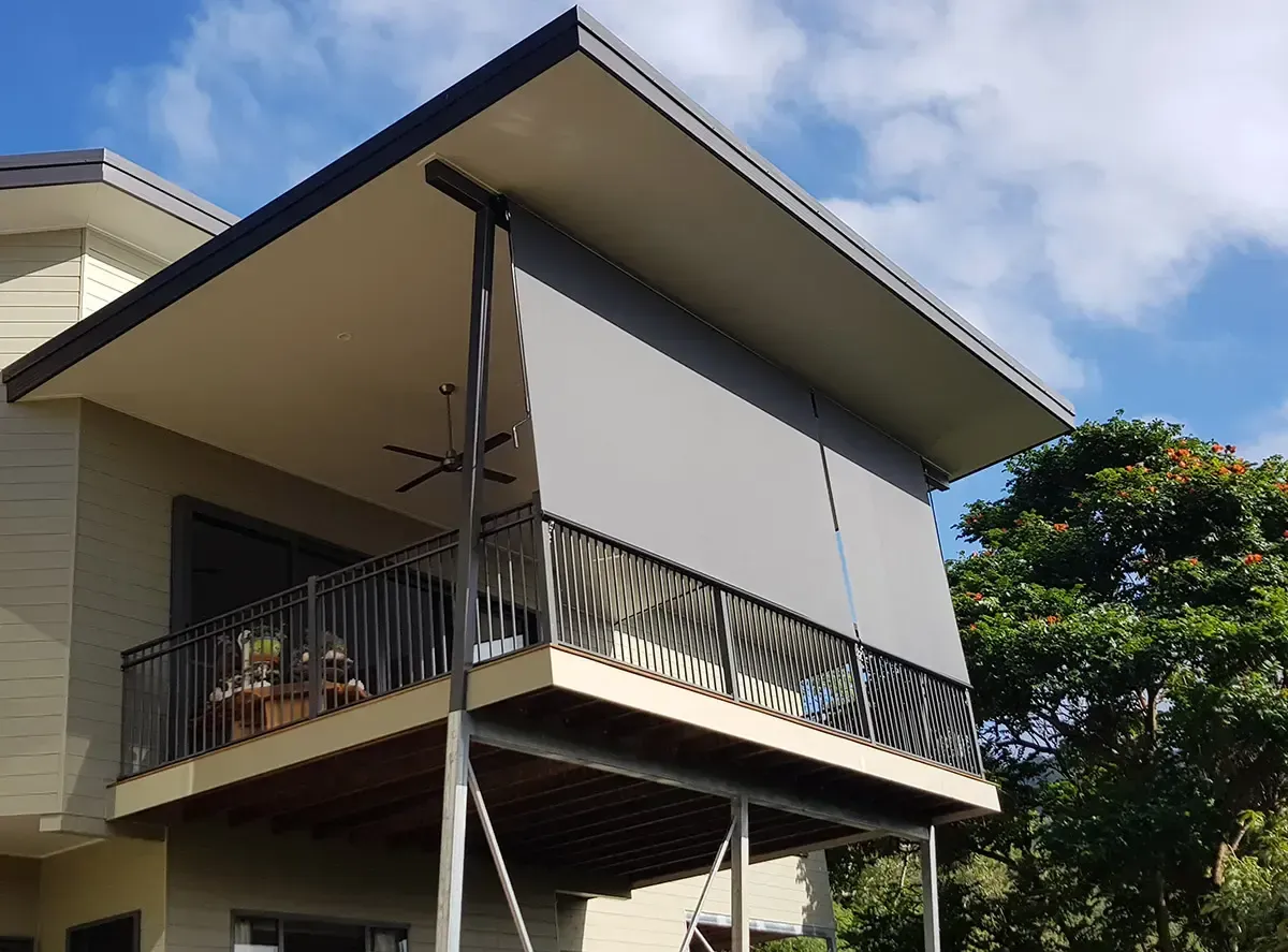 Modern House With a Slanted Roof and Second-floor Balcony — Advantage Screen And Blinds Rockhampton in Rockhampton, QLD