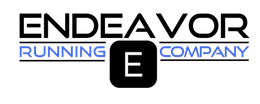 The logo for endeavor running company is black and blue.