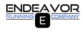 The logo for endeavor running company is black and blue.