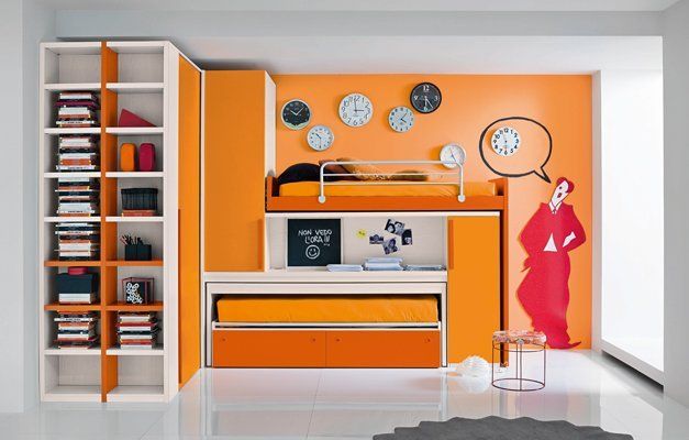 cameretta gialla con letti a castello