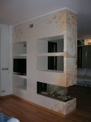 parete attrezzata e divisorio per soggiorno