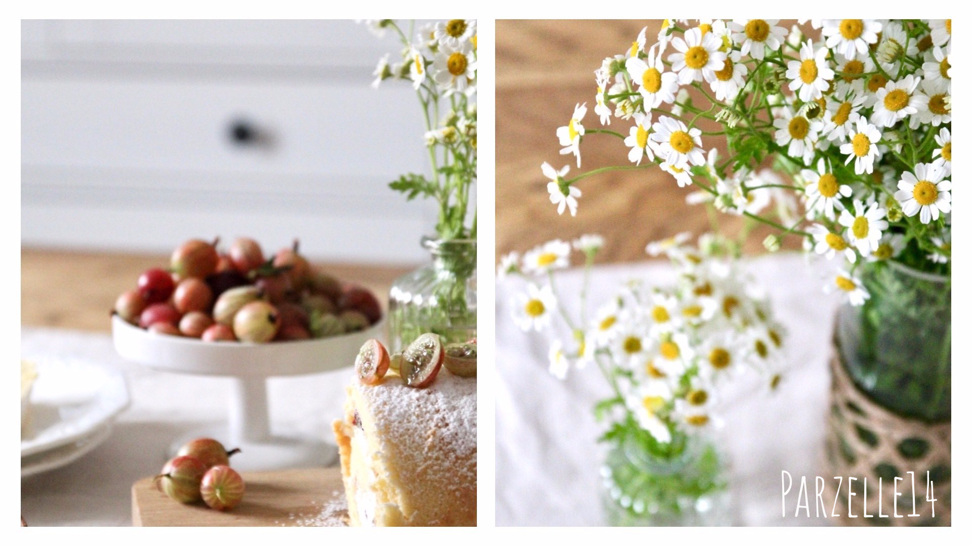 Sommerliche Biskuitrolle mit Stachelbeersahne