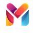 A colorful letter m on a white background