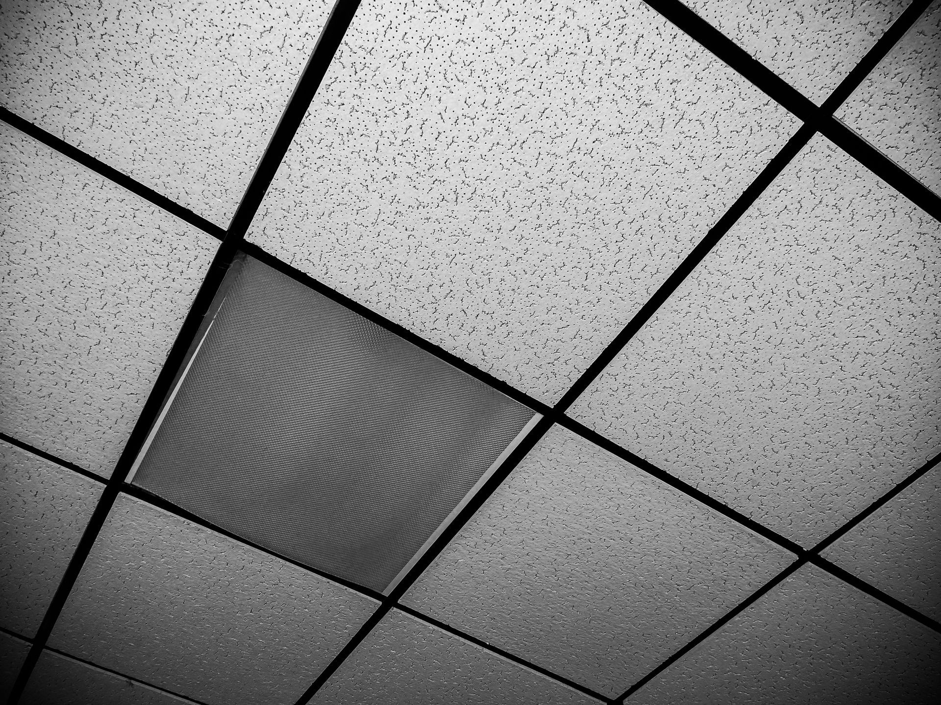Drop down ceiling in a old classroom.