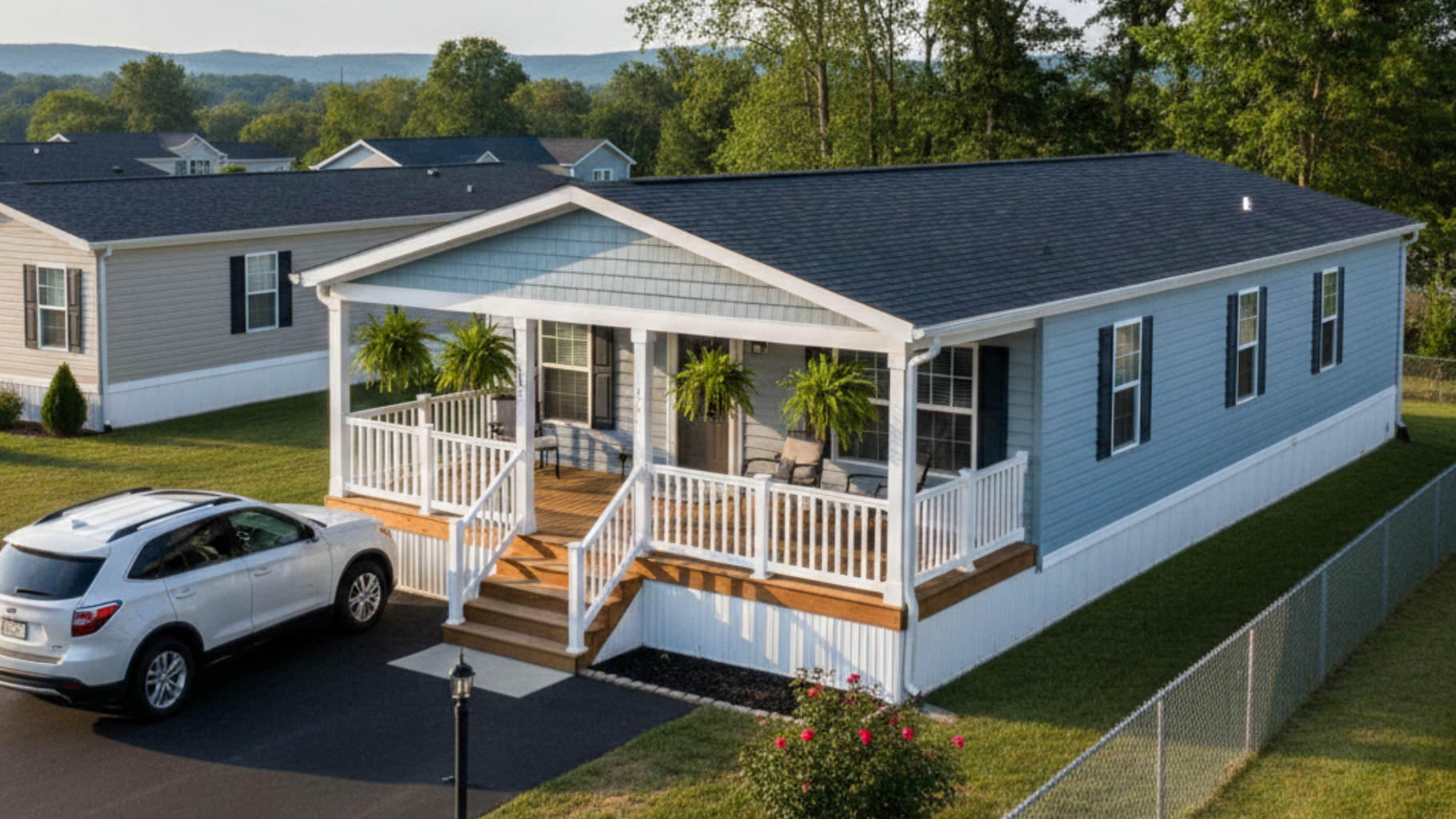 Palm trees against a cloudy sky.