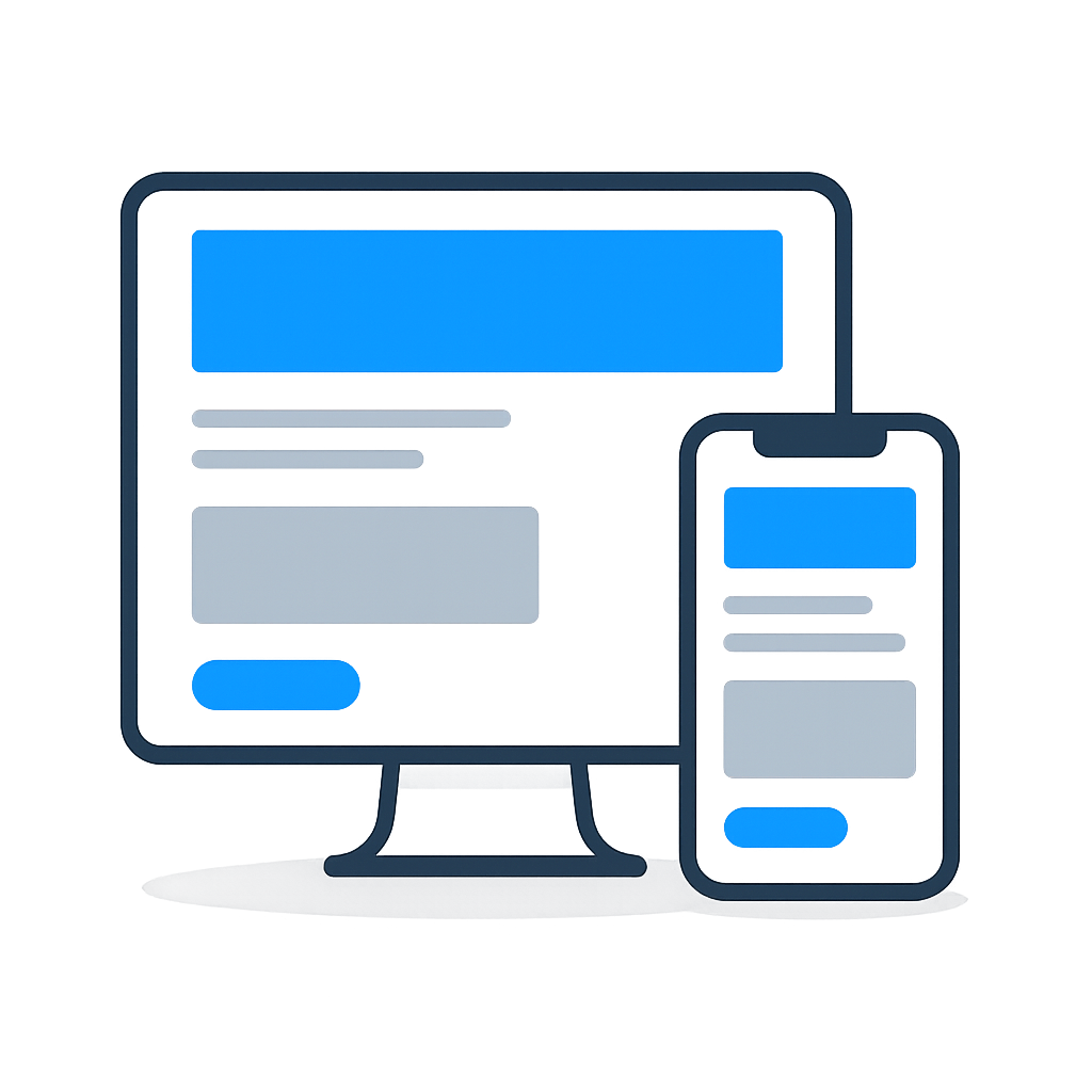 A computer monitor and a cell phone on a white background.