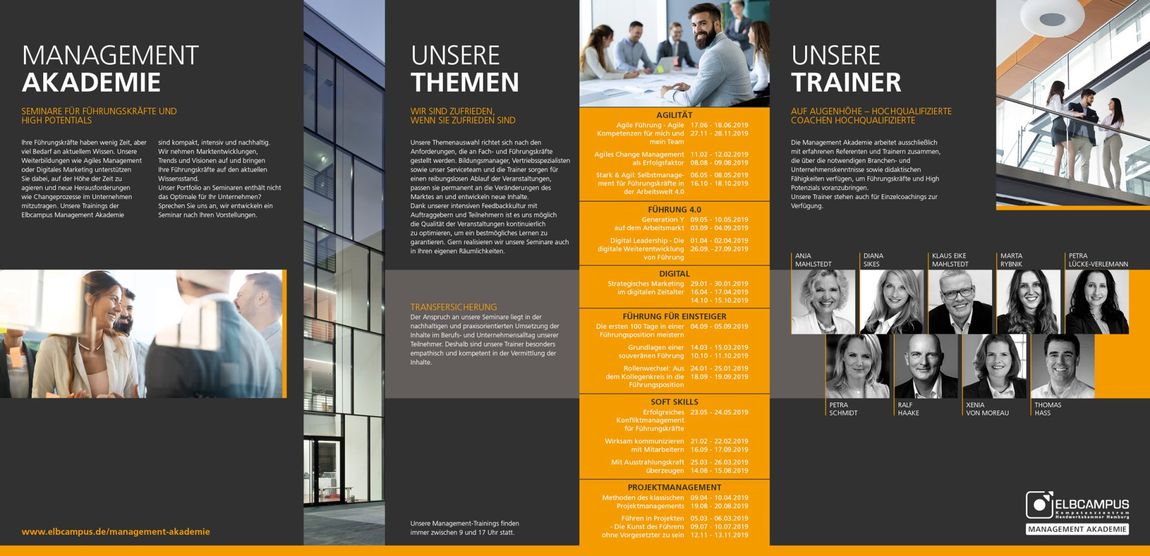 Broschüren-Design Management-Akademie ELBCAMPUS – Innenseiten